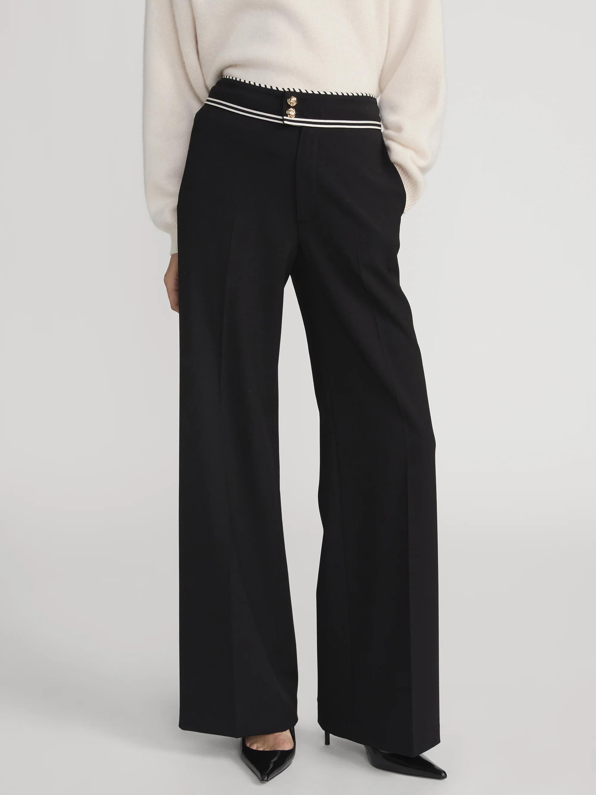 The Prim Slim Palazzo Trouser -- Black - Image 3