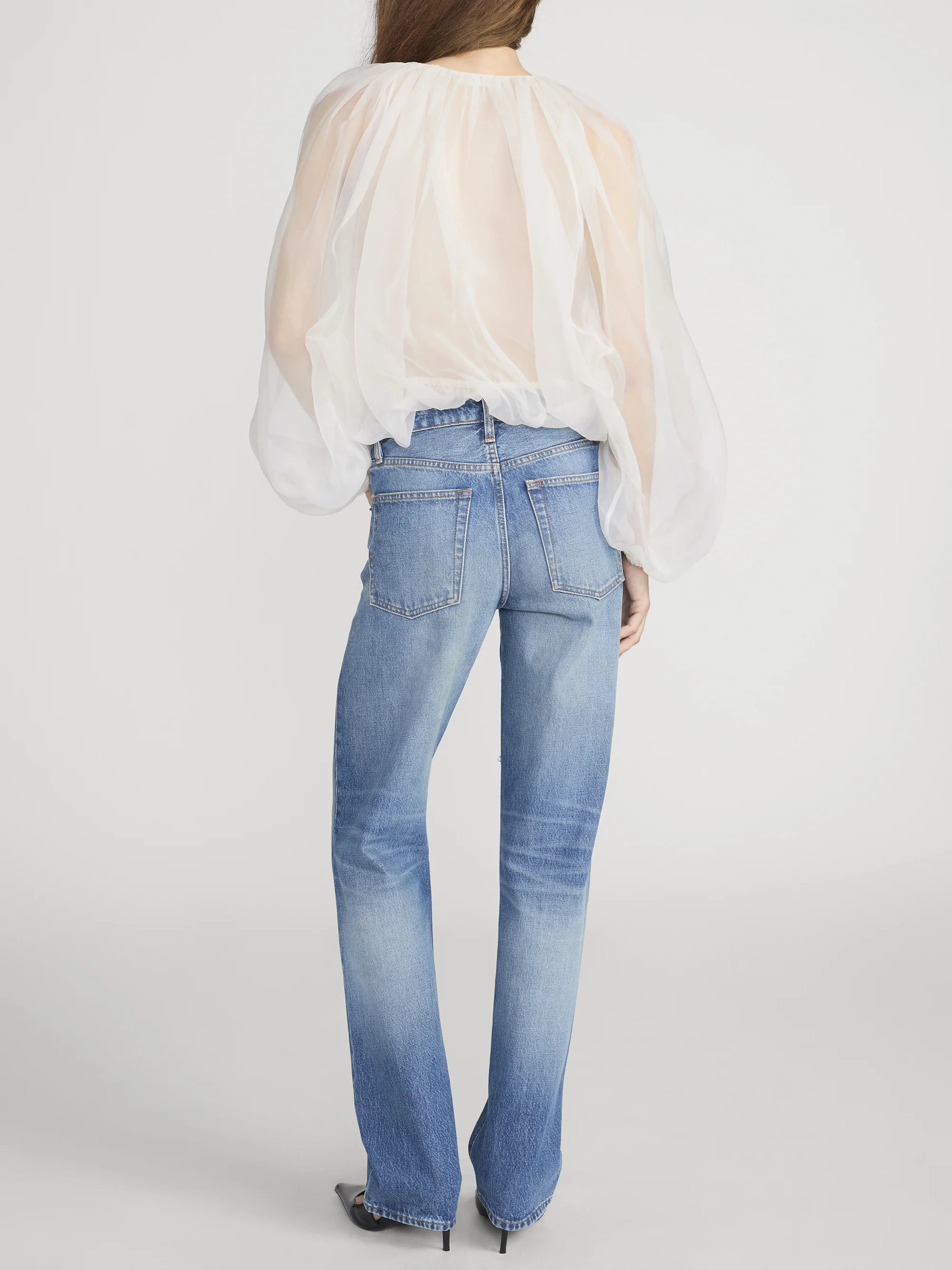 The Sheer Balloon Blouse -- Cream - Image 5