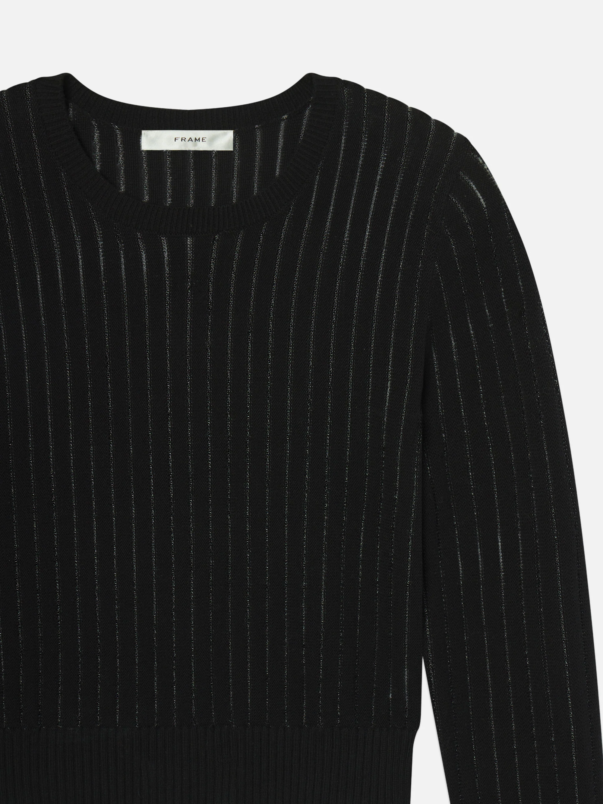 The Sheer Stripe Sweater -- Black - Image 3