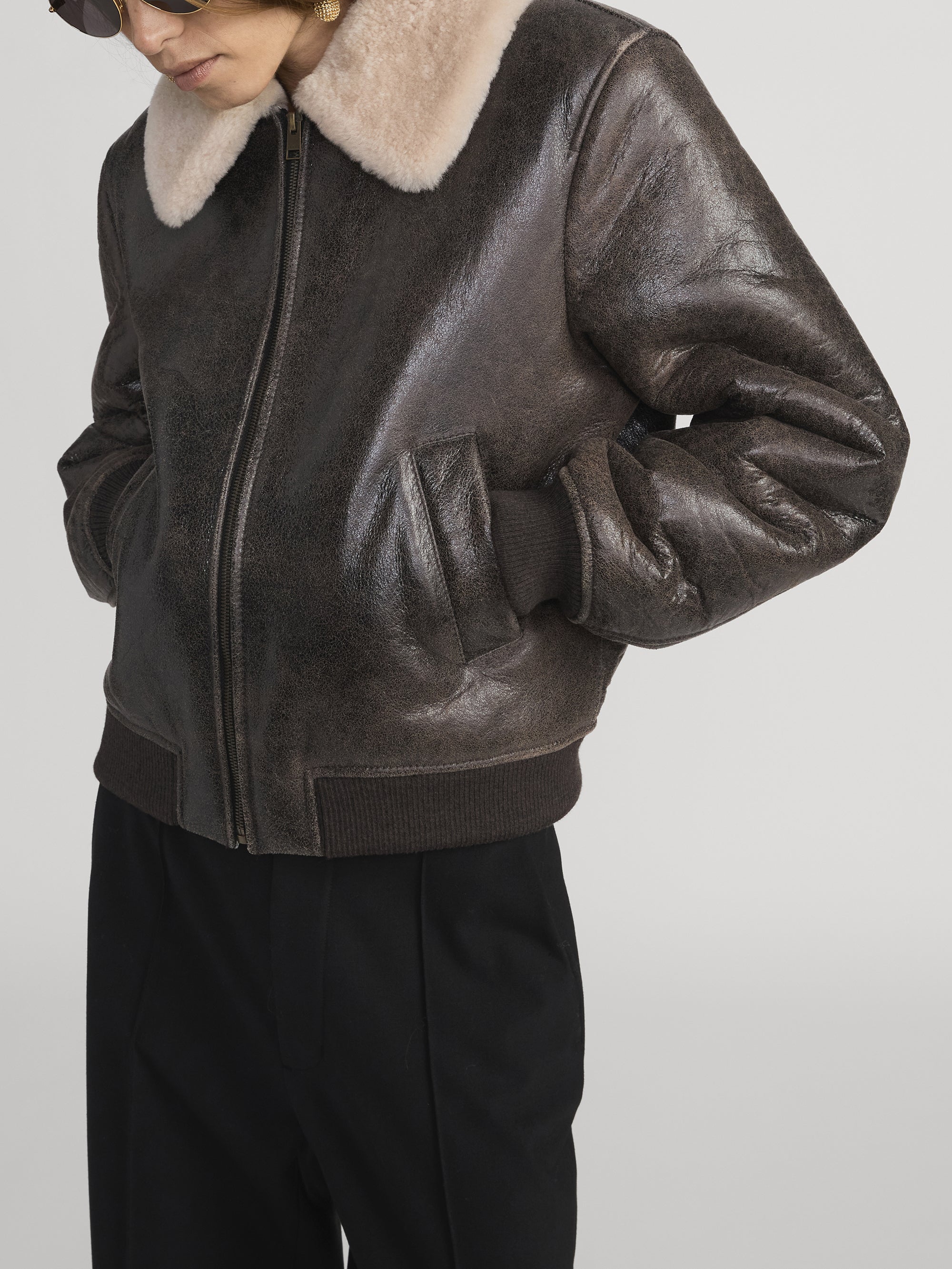The Shrunken Shearling Bomber -- Cardamom - Image 5