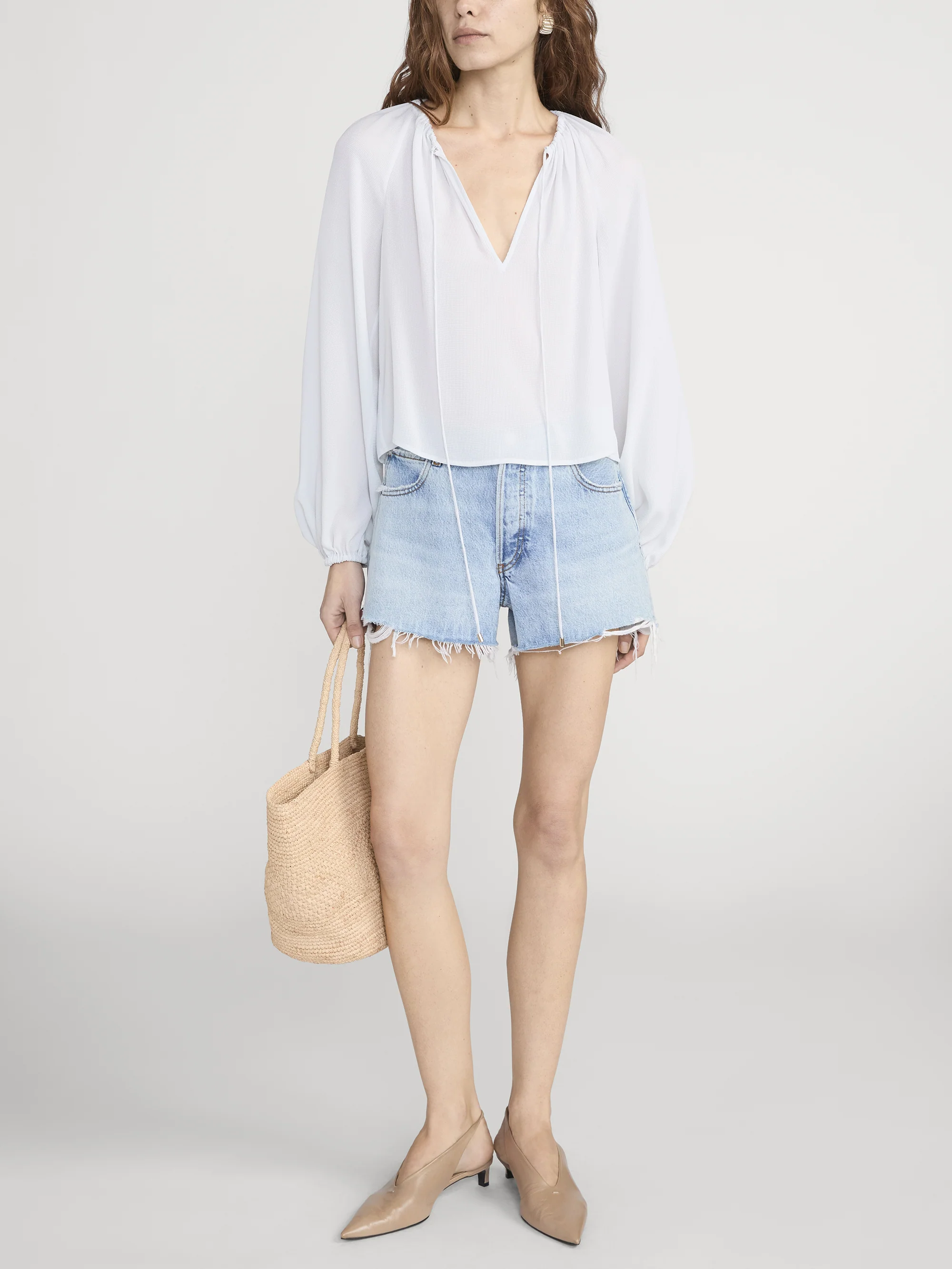 The Silk Balloon Blouse -- Ice Blue - Image 2