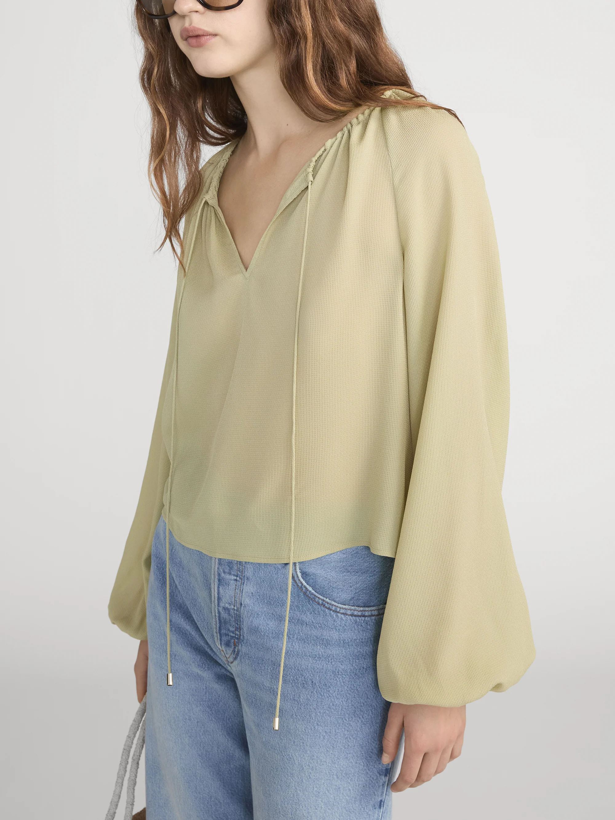 The Silk Balloon Blouse -- Soft Lime - Image 3