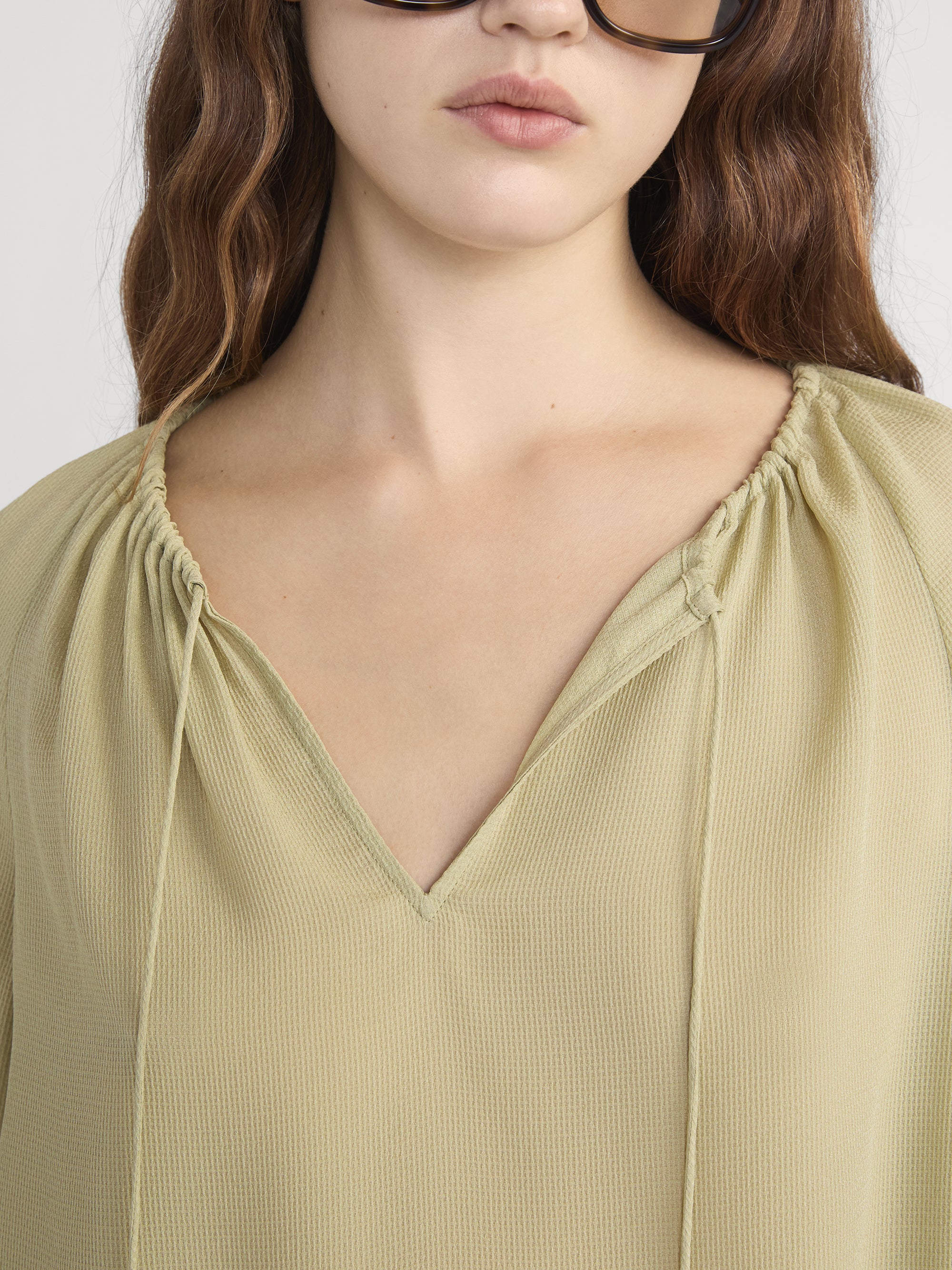 The Silk Balloon Blouse -- Soft Lime - Image 4