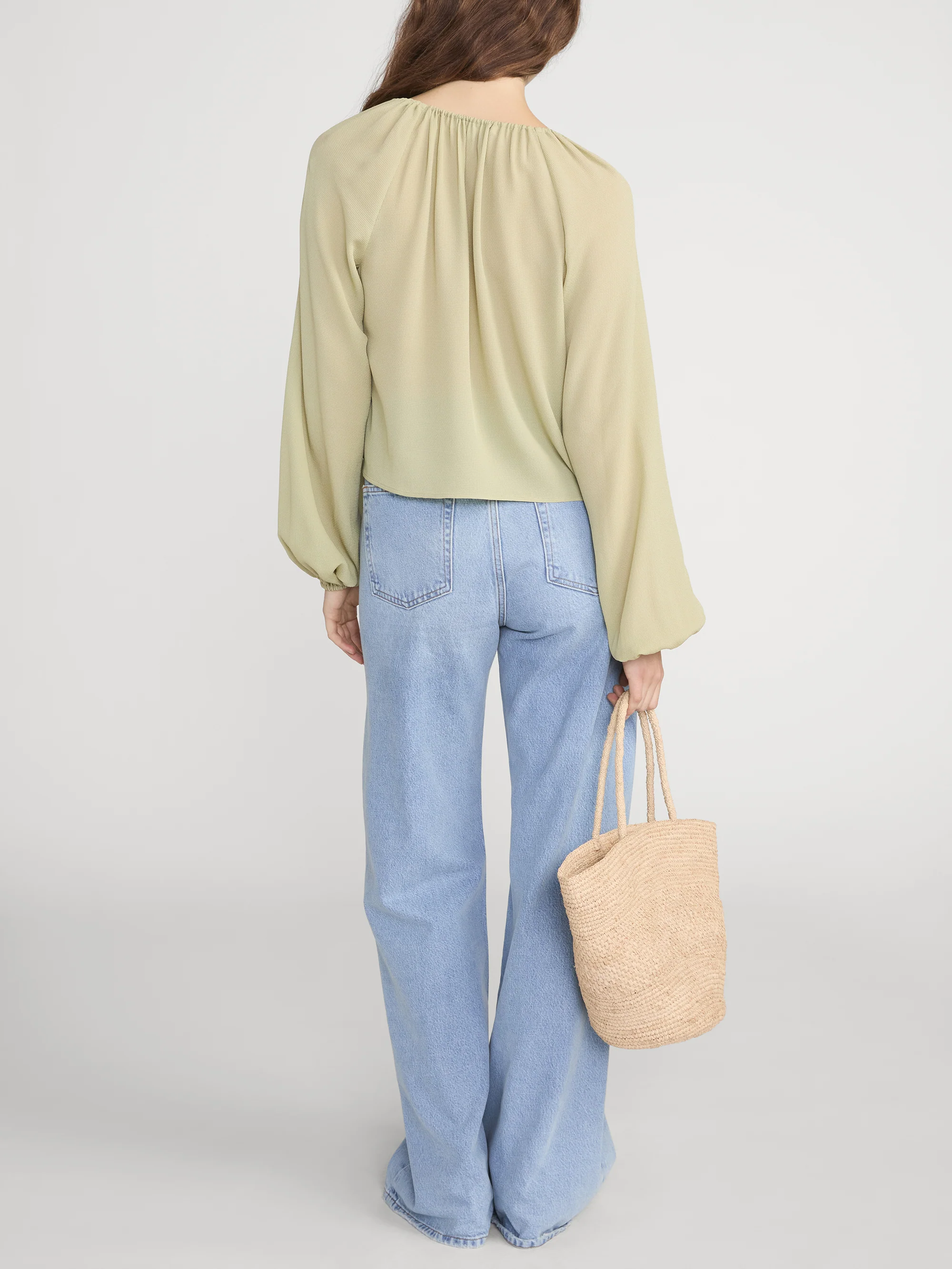 The Silk Balloon Blouse -- Soft Lime - Image 6