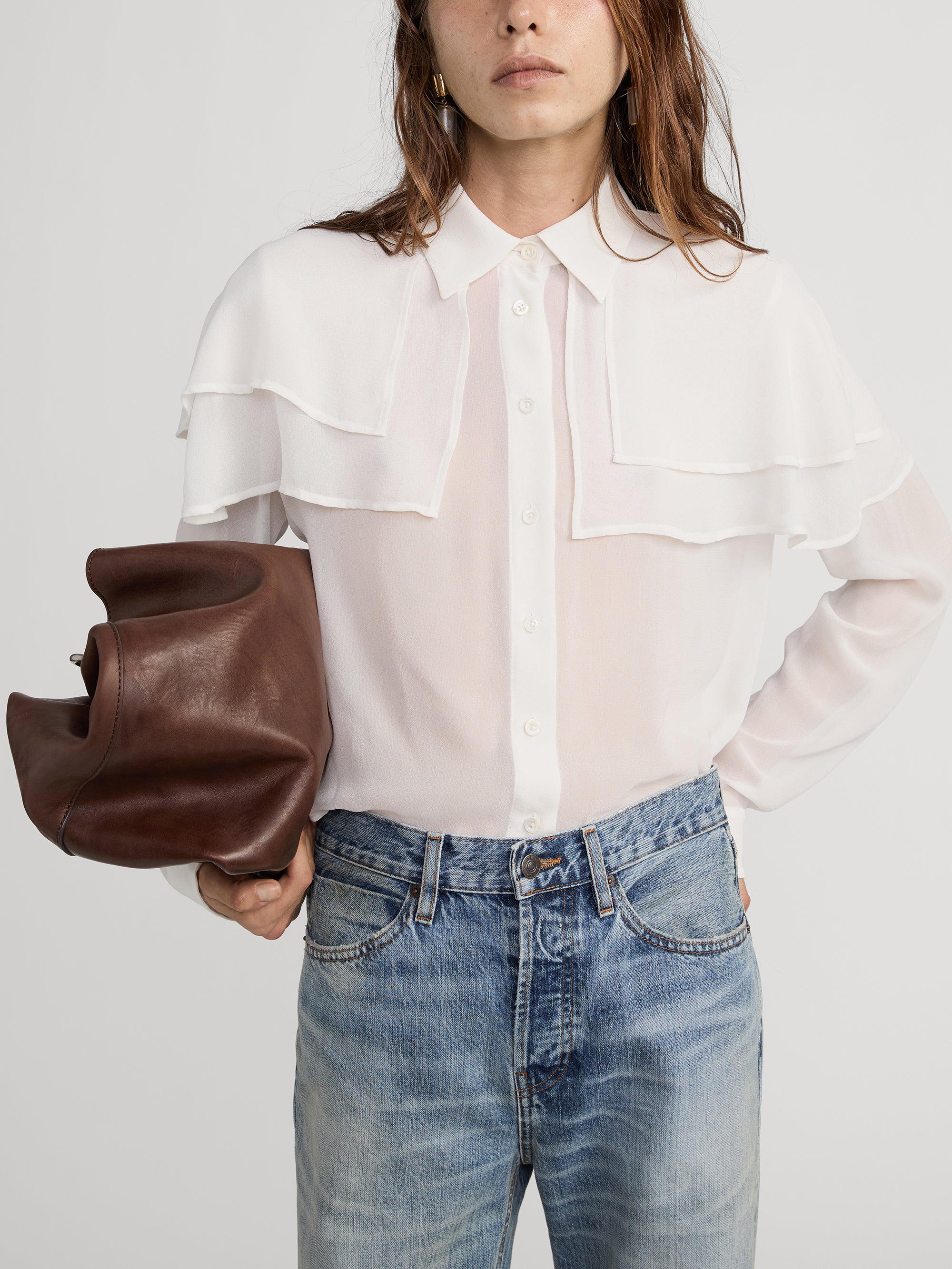 The Silk Cape Blouse -- Cream - Image 3