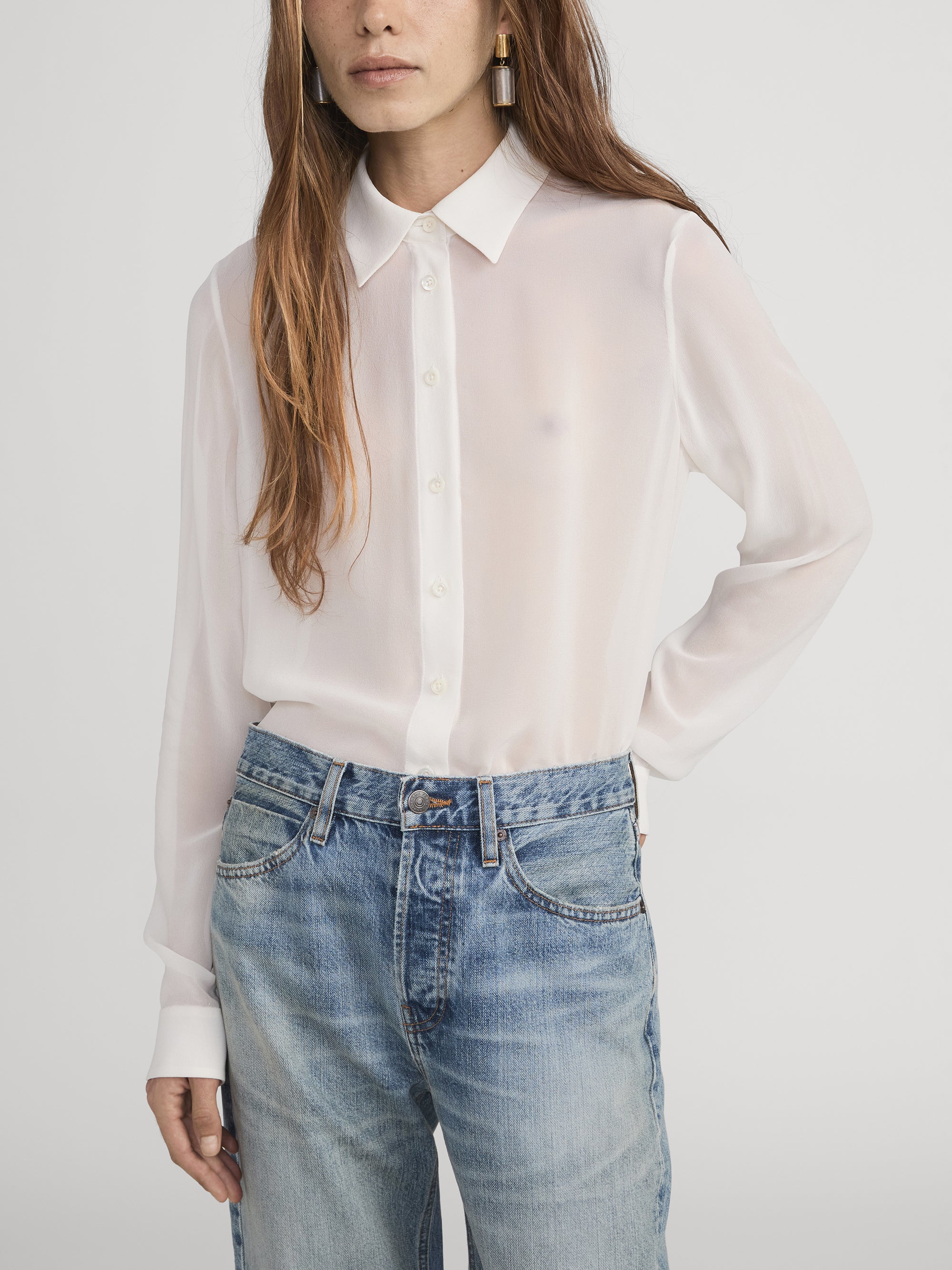 The Silk Cape Blouse -- Cream - Image 7