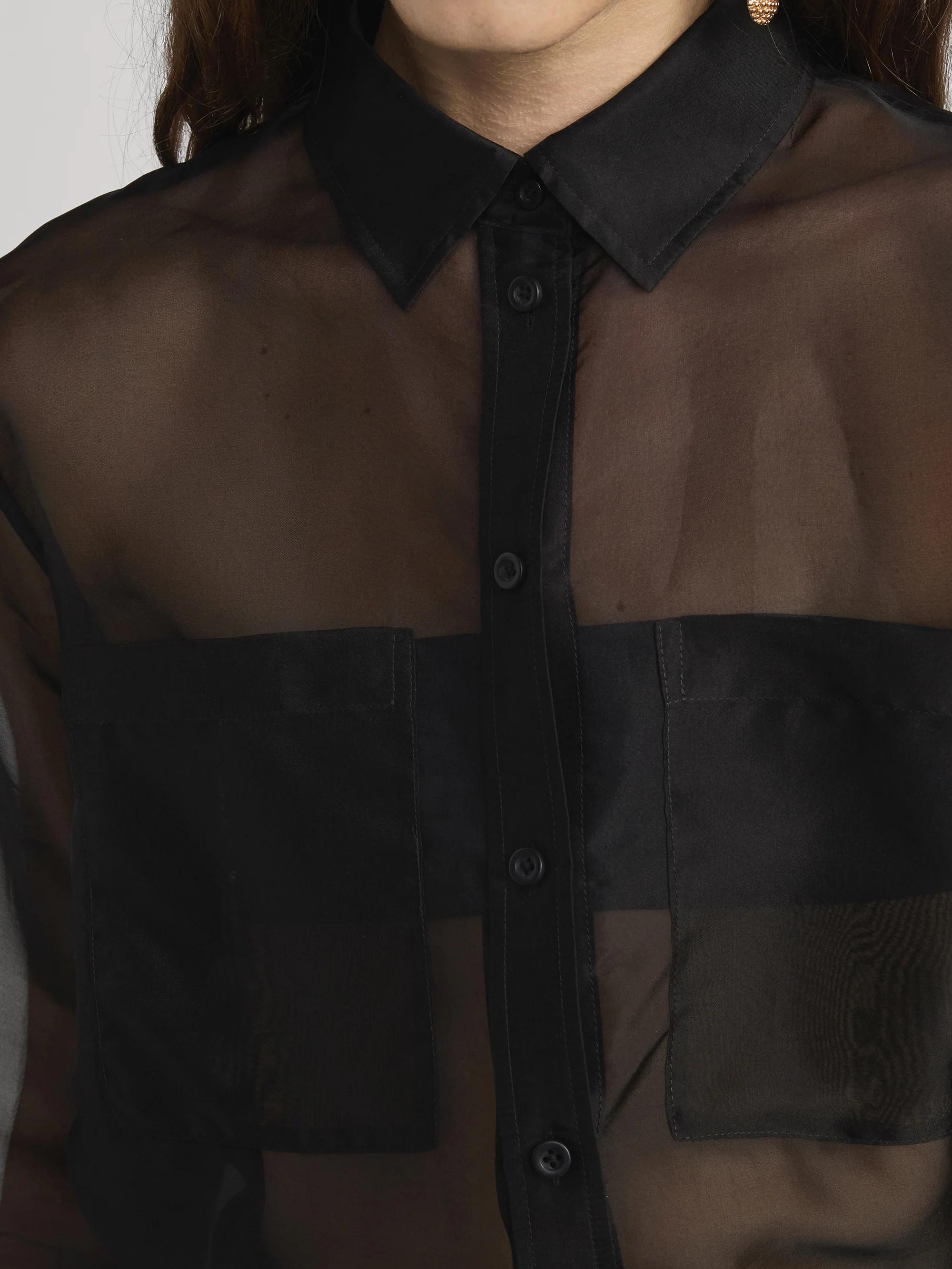 The Silk Organza Shirt -- Black - Image 4