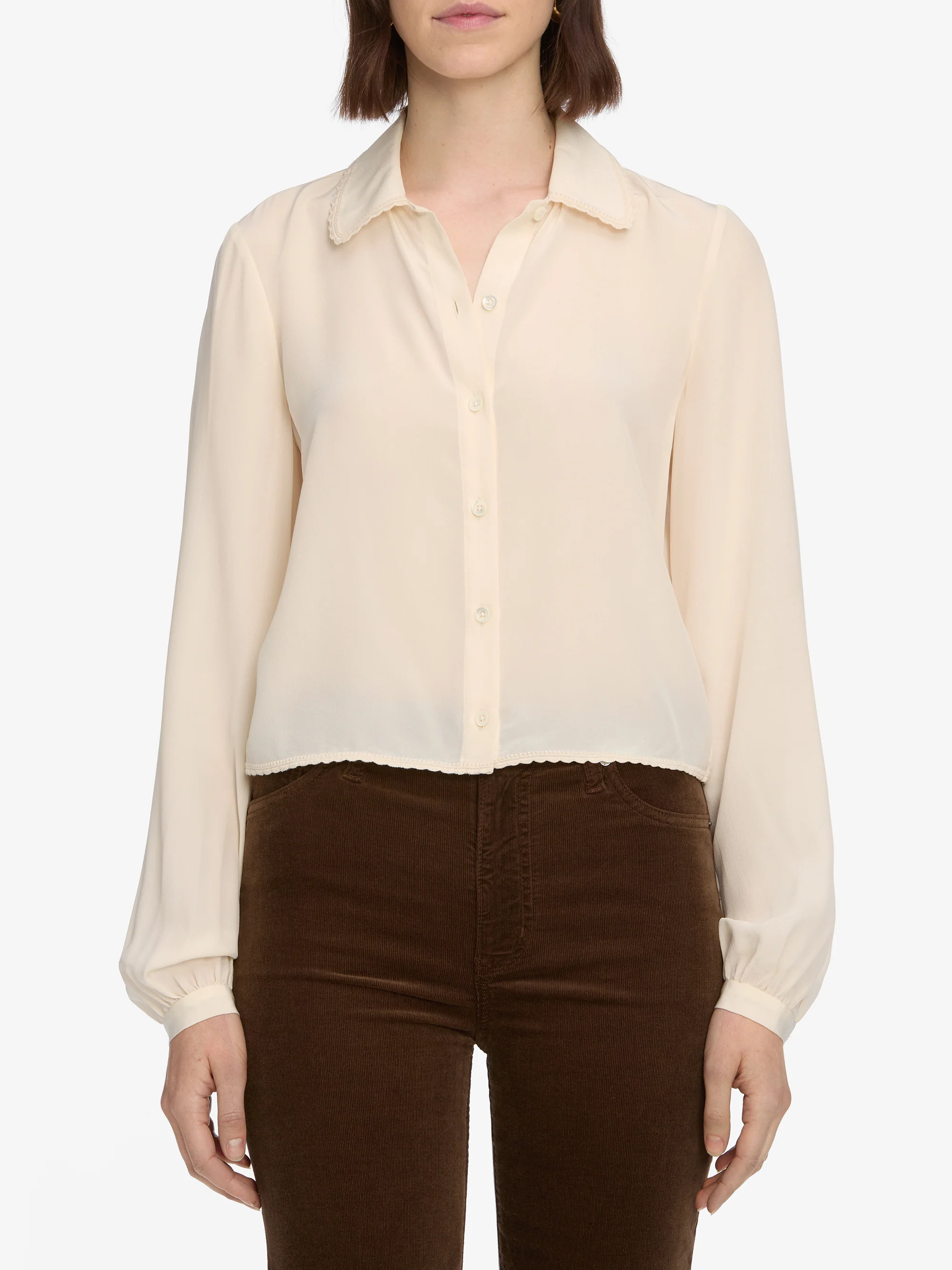 The Silk Prim Blouse -- Cream - Image 3