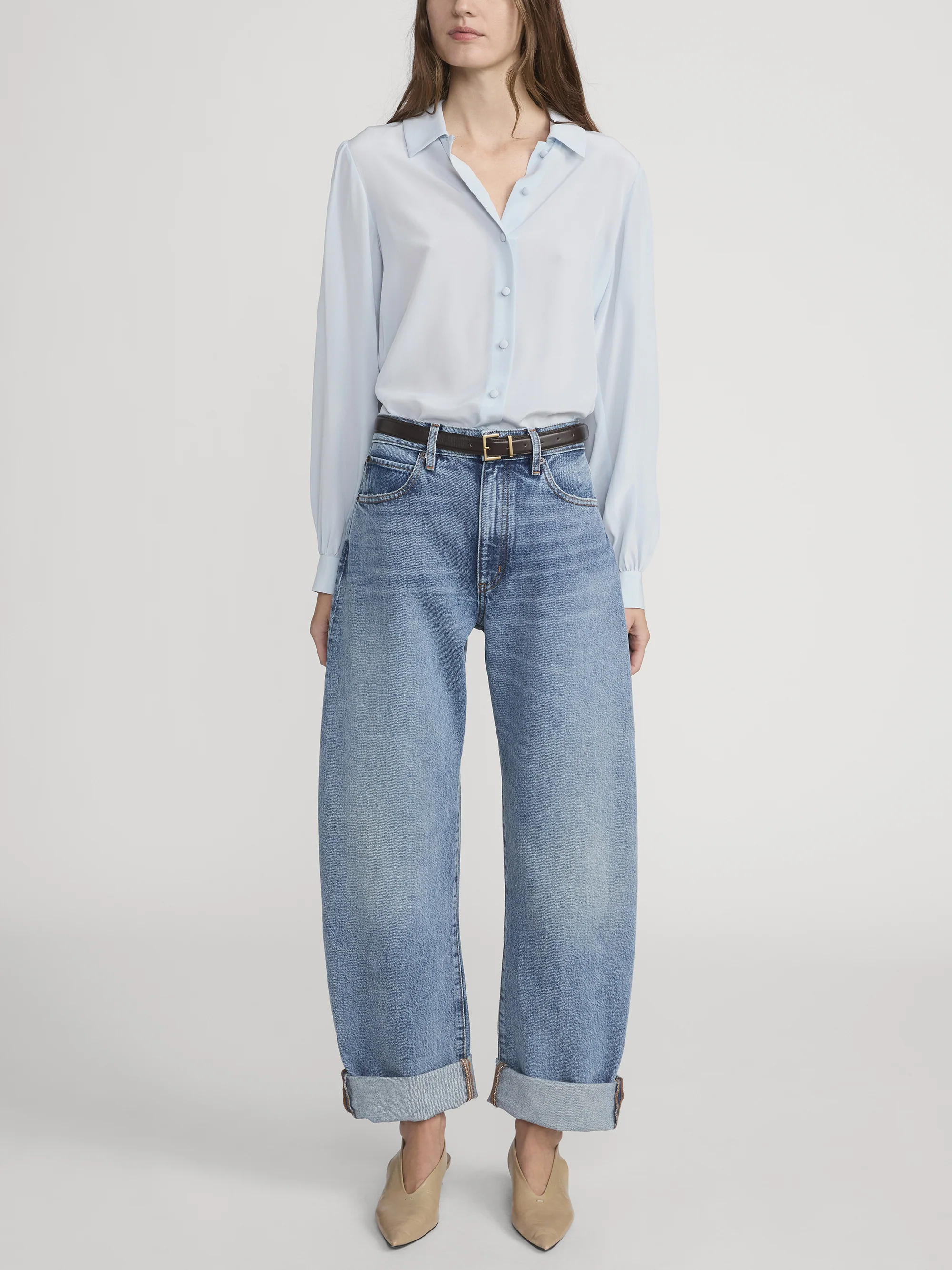 The Silk Staple Blouse -- Sky Blue - Image 2