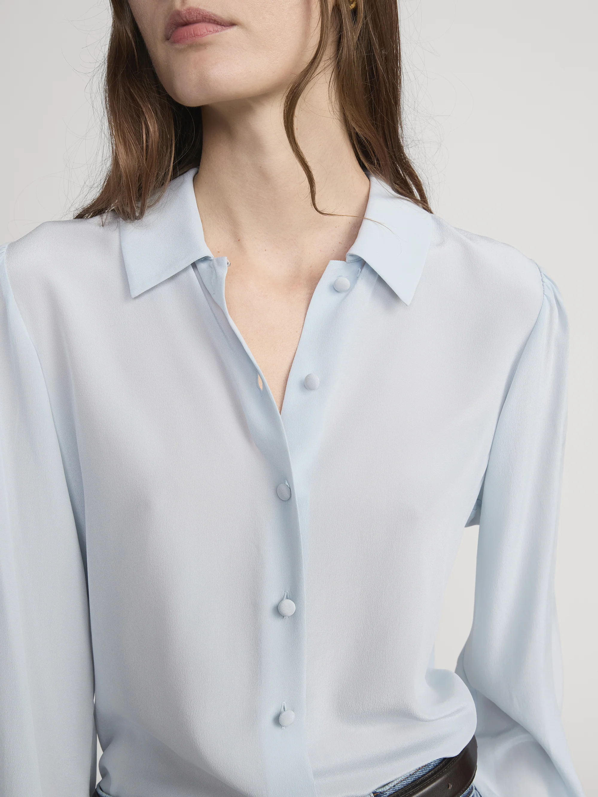 The Silk Staple Blouse -- Sky Blue - Image 4
