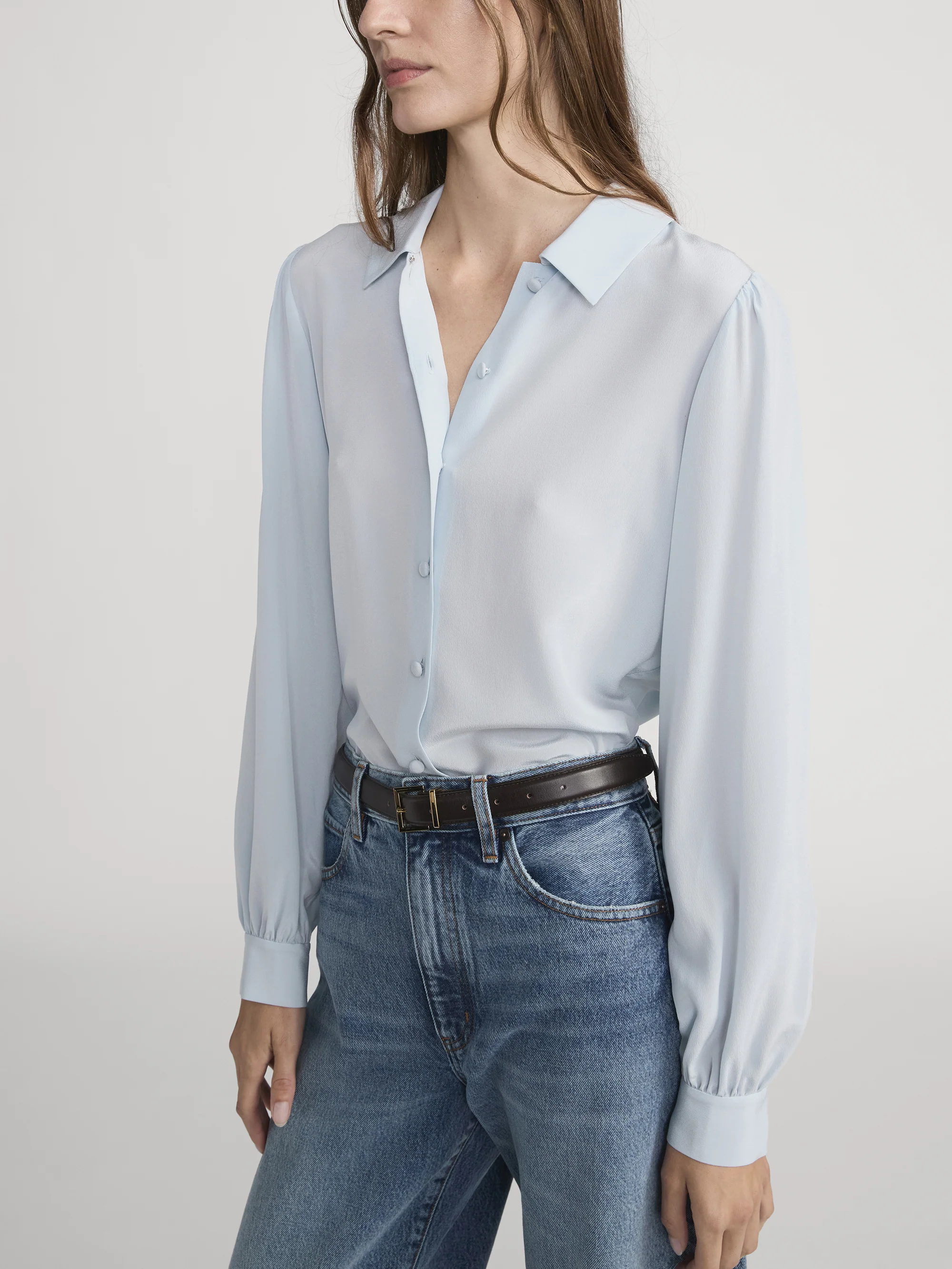 The Silk Staple Blouse -- Sky Blue - Image 5