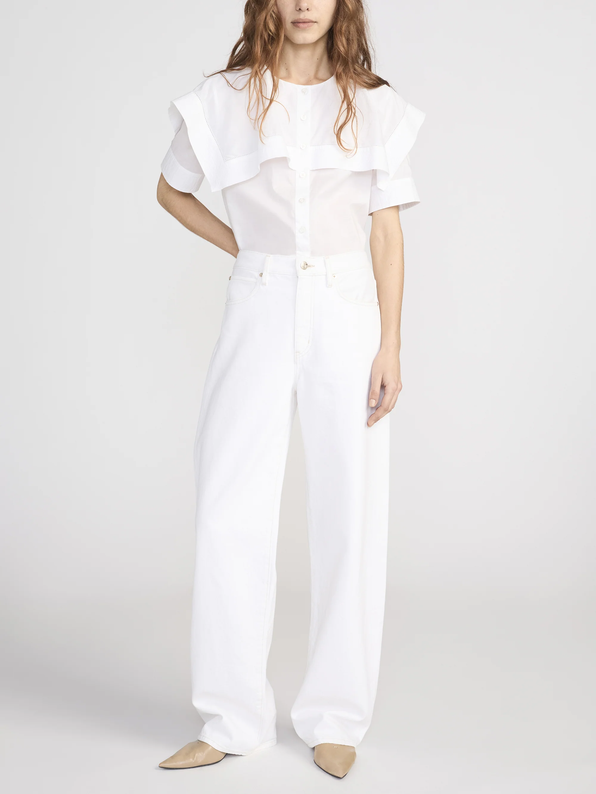The Sleek Cape Shirt -- White - Image 2