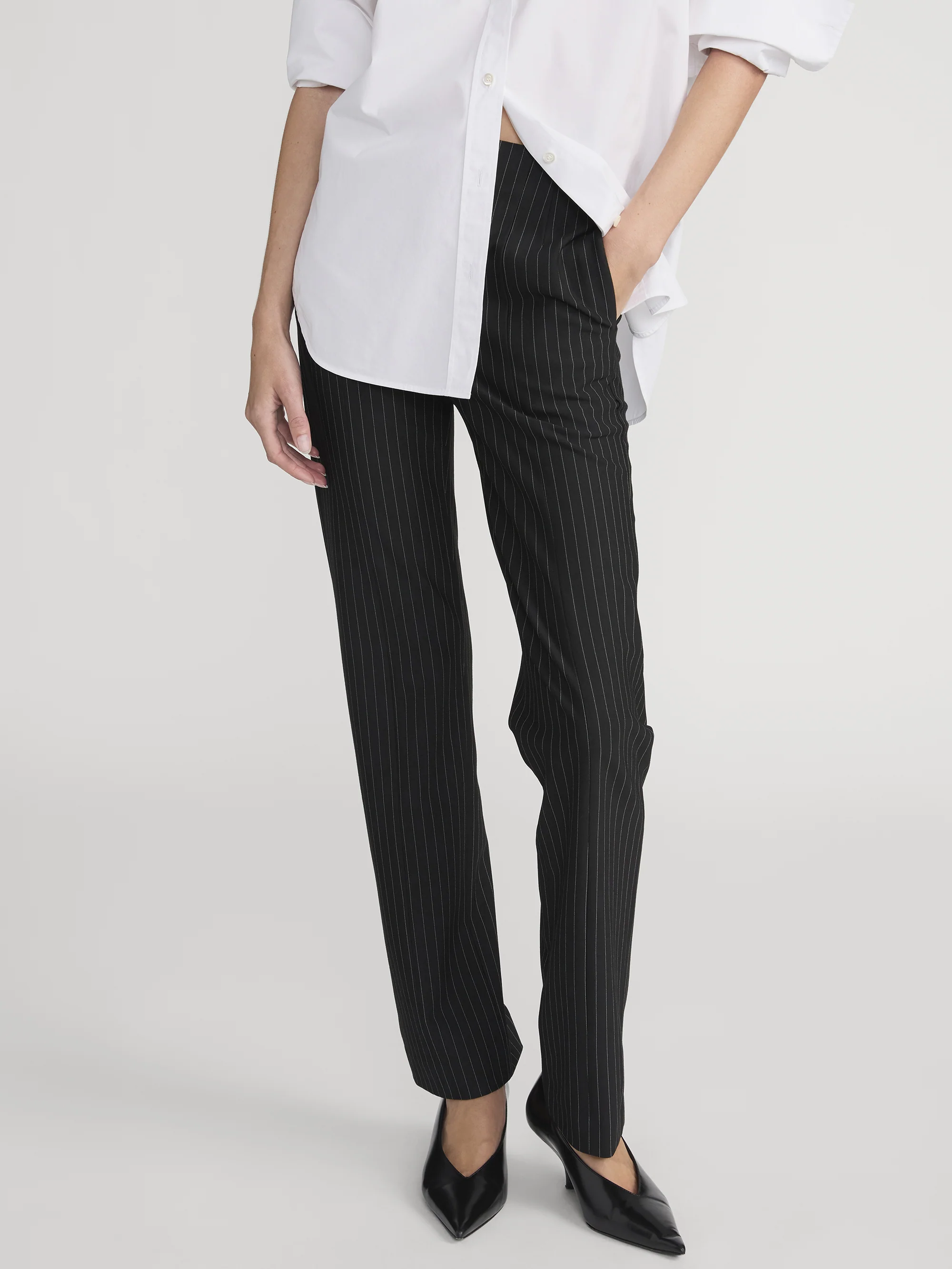 The Sleek Trouser -- Black Pinstripe - Image 3