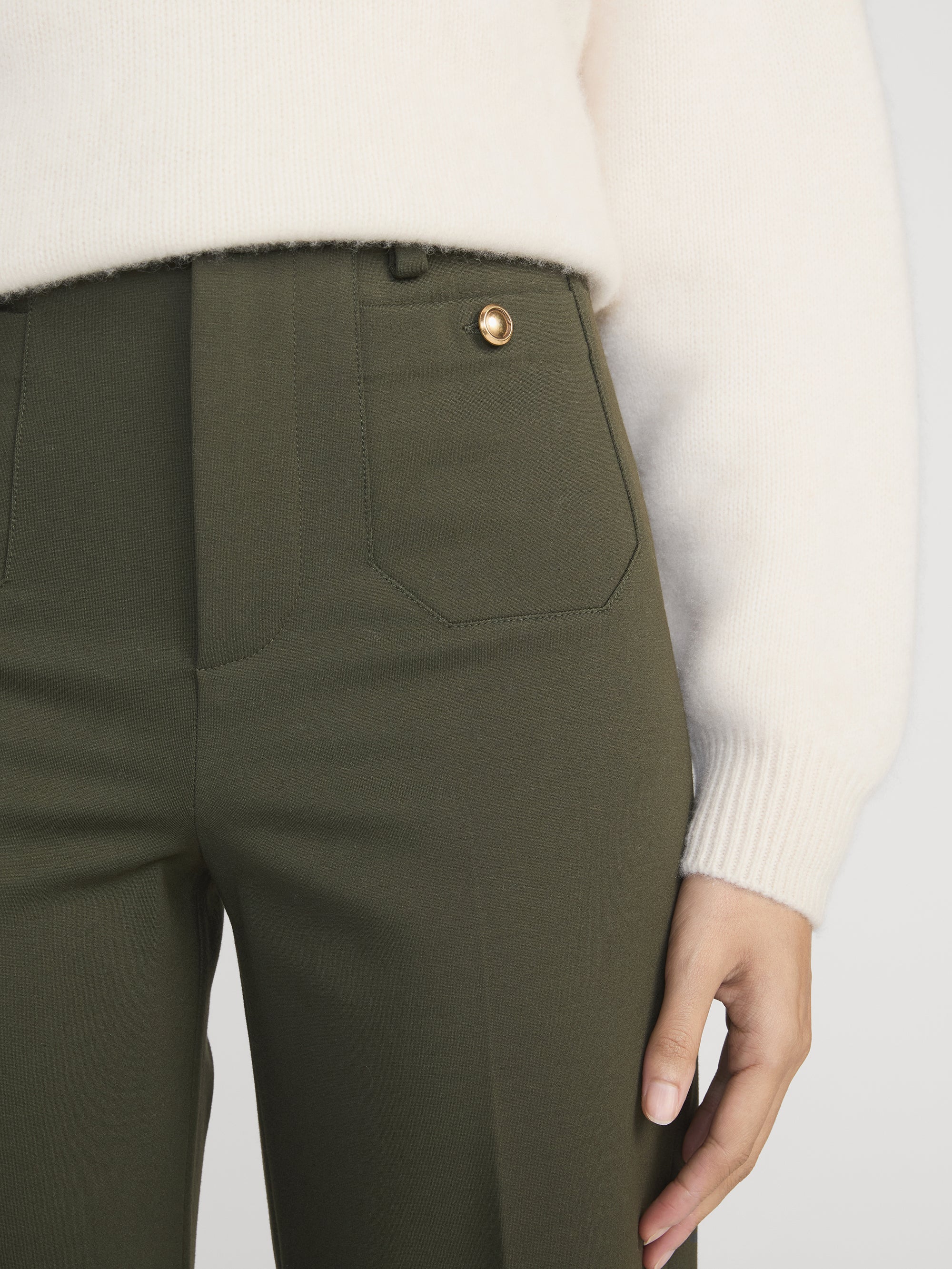 The Slim Palazzo Trouser -- Military Green - Image 5