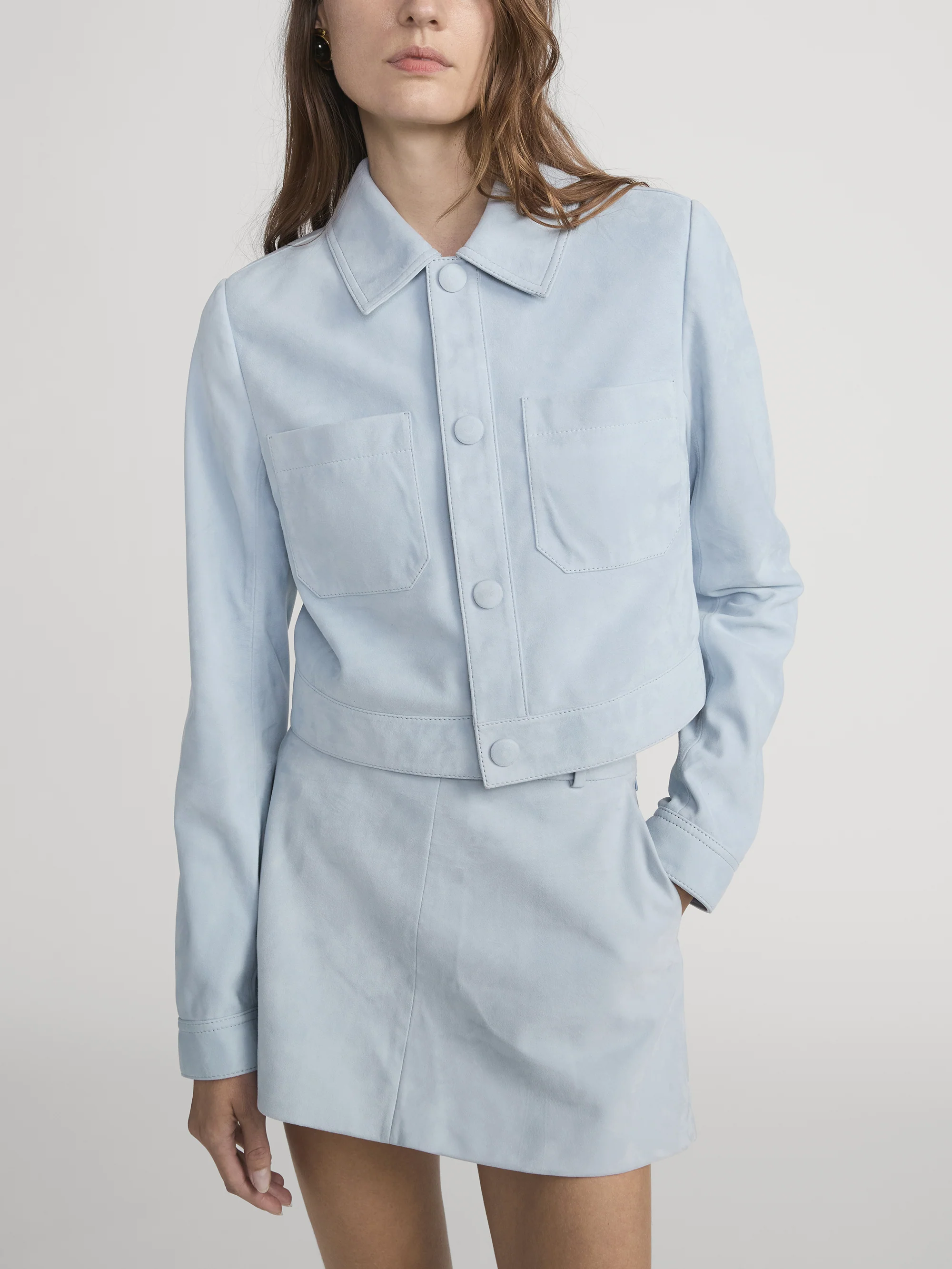 The Small Suede Jacket -- Sky Blue - Image 3