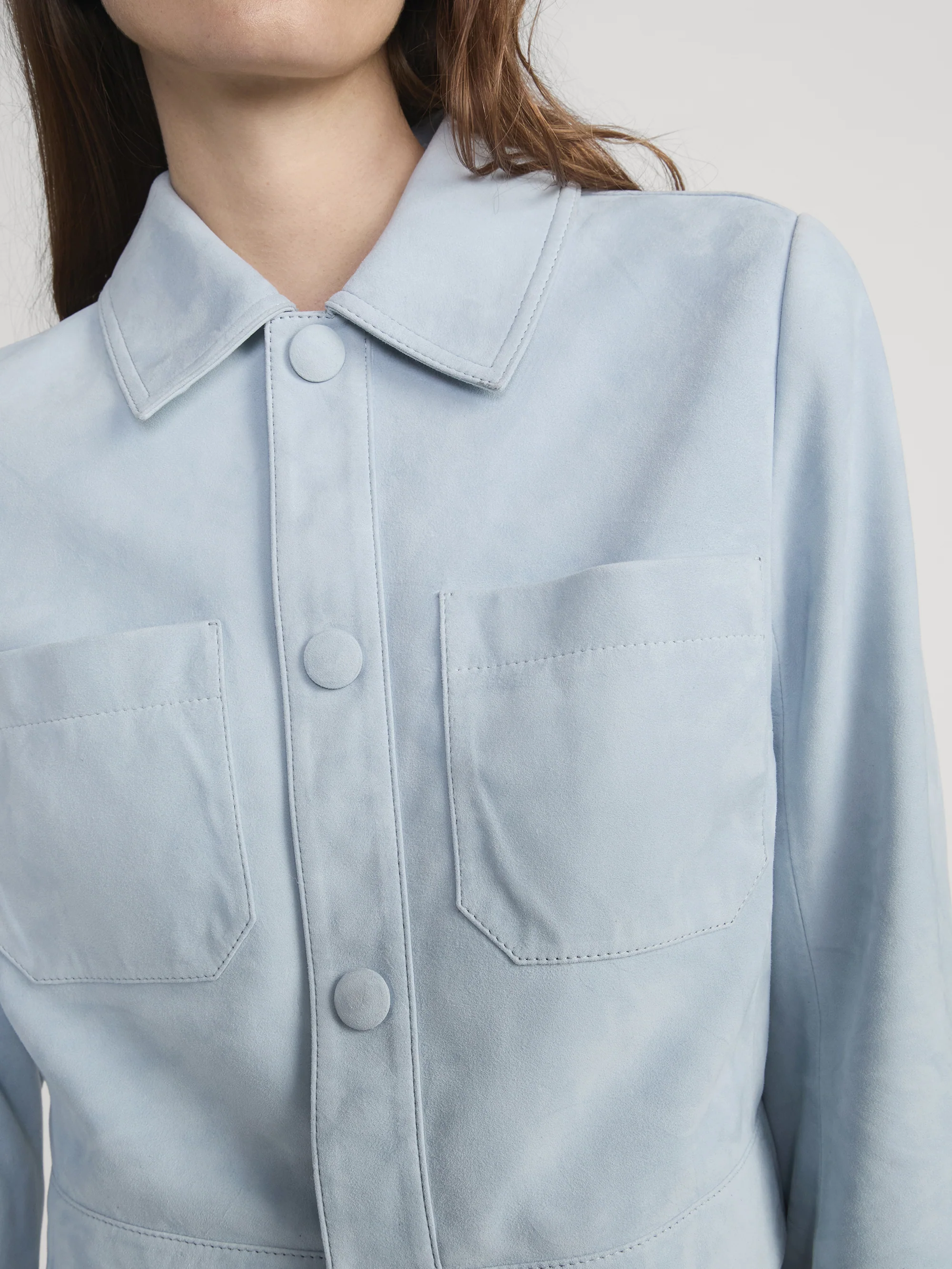 The Small Suede Jacket -- Sky Blue - Image 4