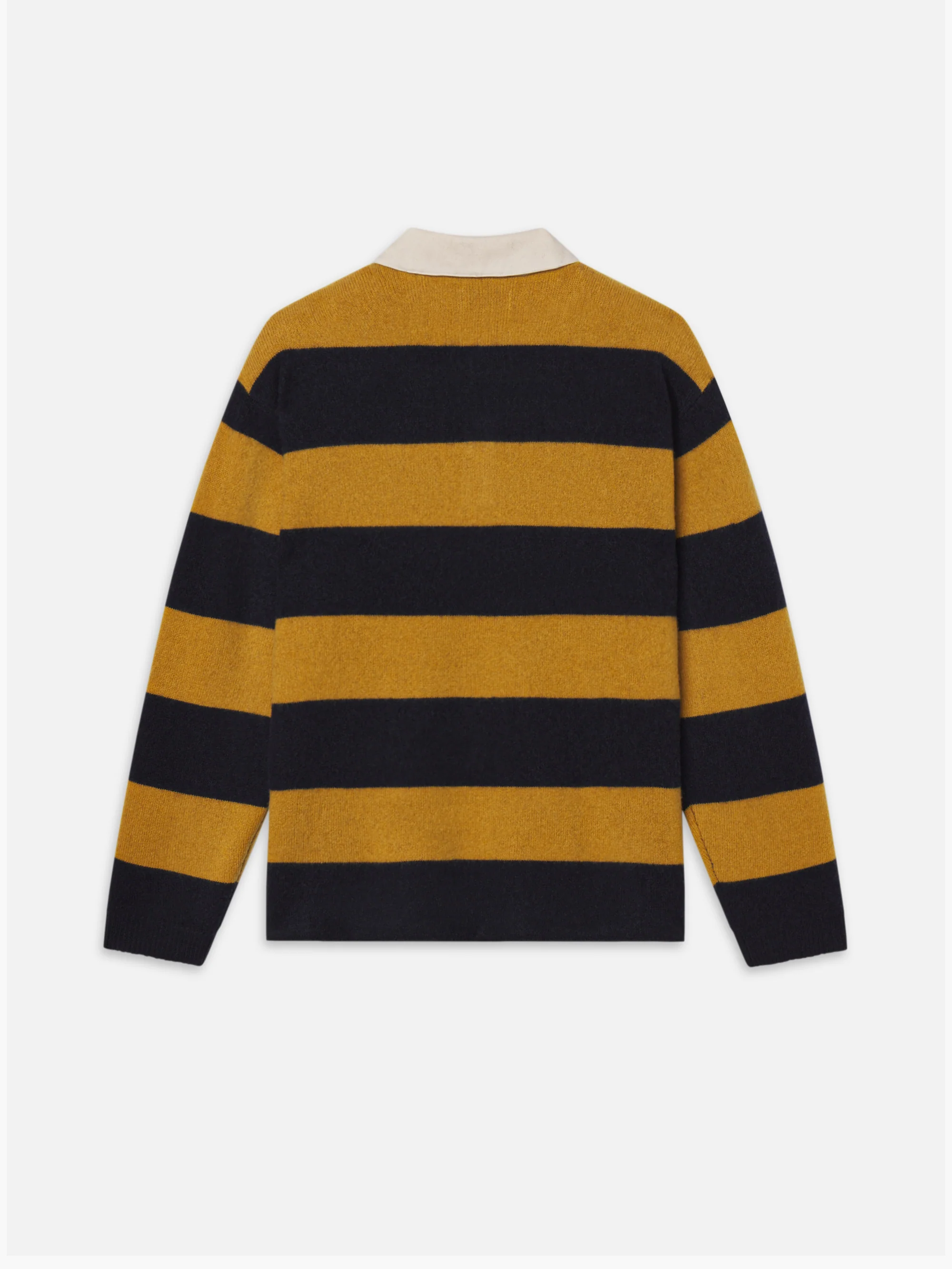The Society Archive Rugby Polo Sweater -- Navy/Dark Yellow Stripe - Image 3