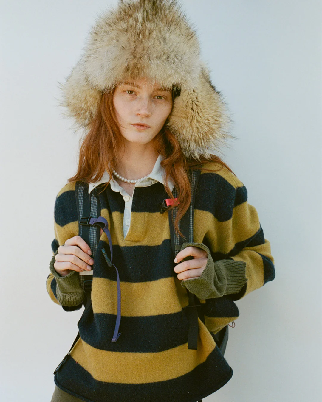The Society Archive Rugby Polo Sweater -- Navy/Dark Yellow Stripe - Image 5
