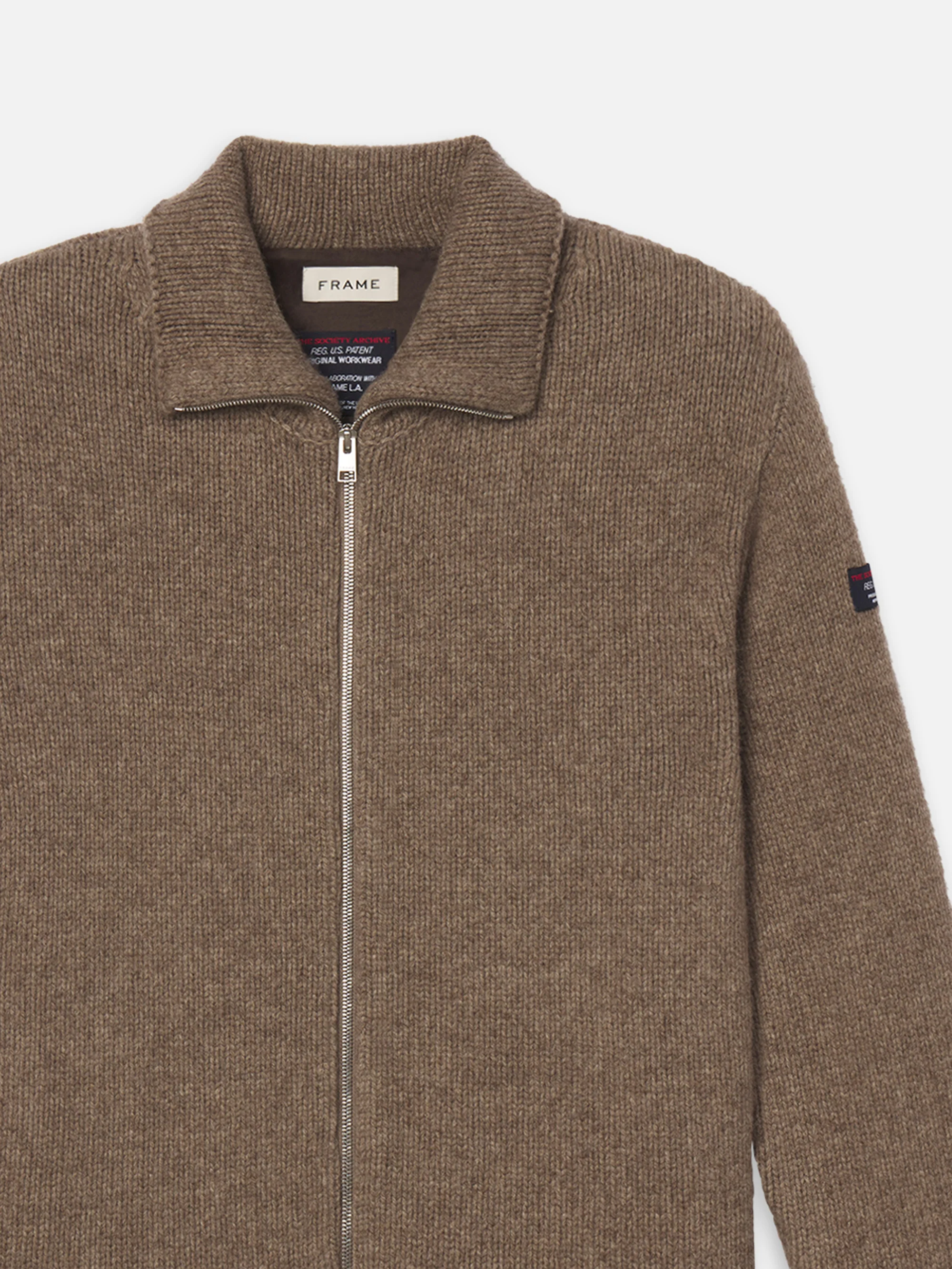 The Society Archive Zip-Up Cardigan Sweater -- Mocha - Image 2