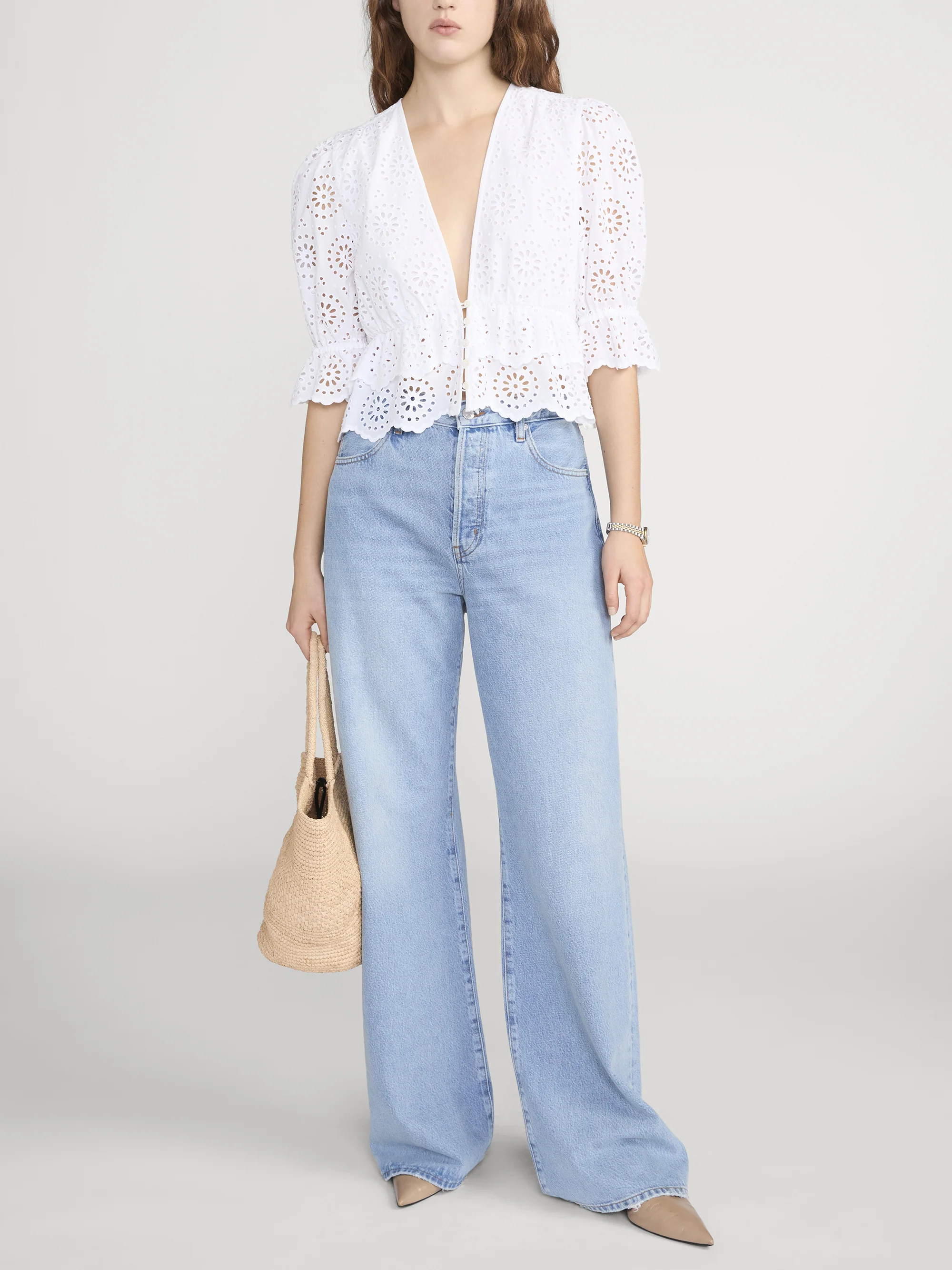The Solstice Eyelet Blouse -- White - Image 2