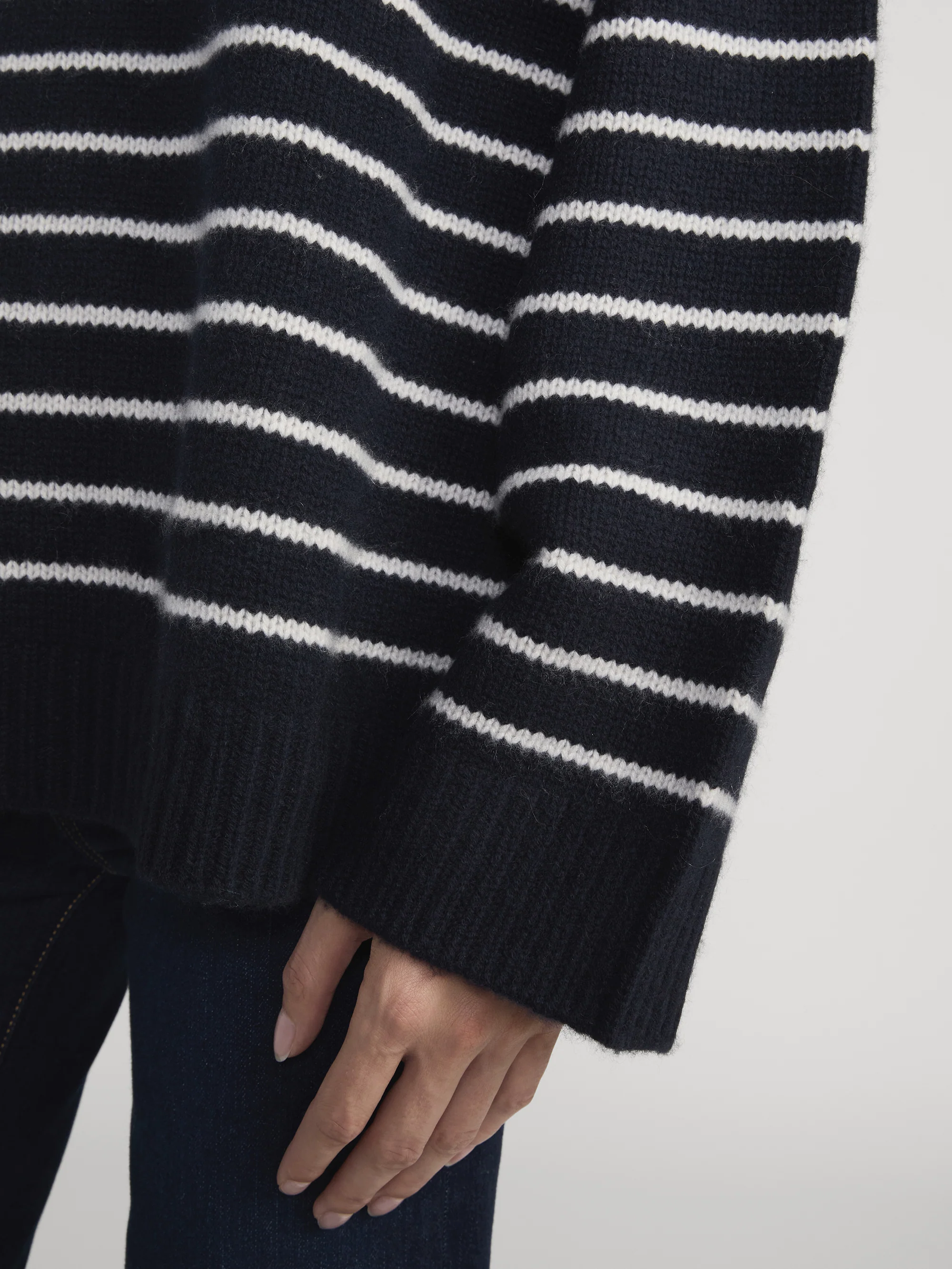 The Striped Cashmere Turtleneck -- Navy Multi - Image 3