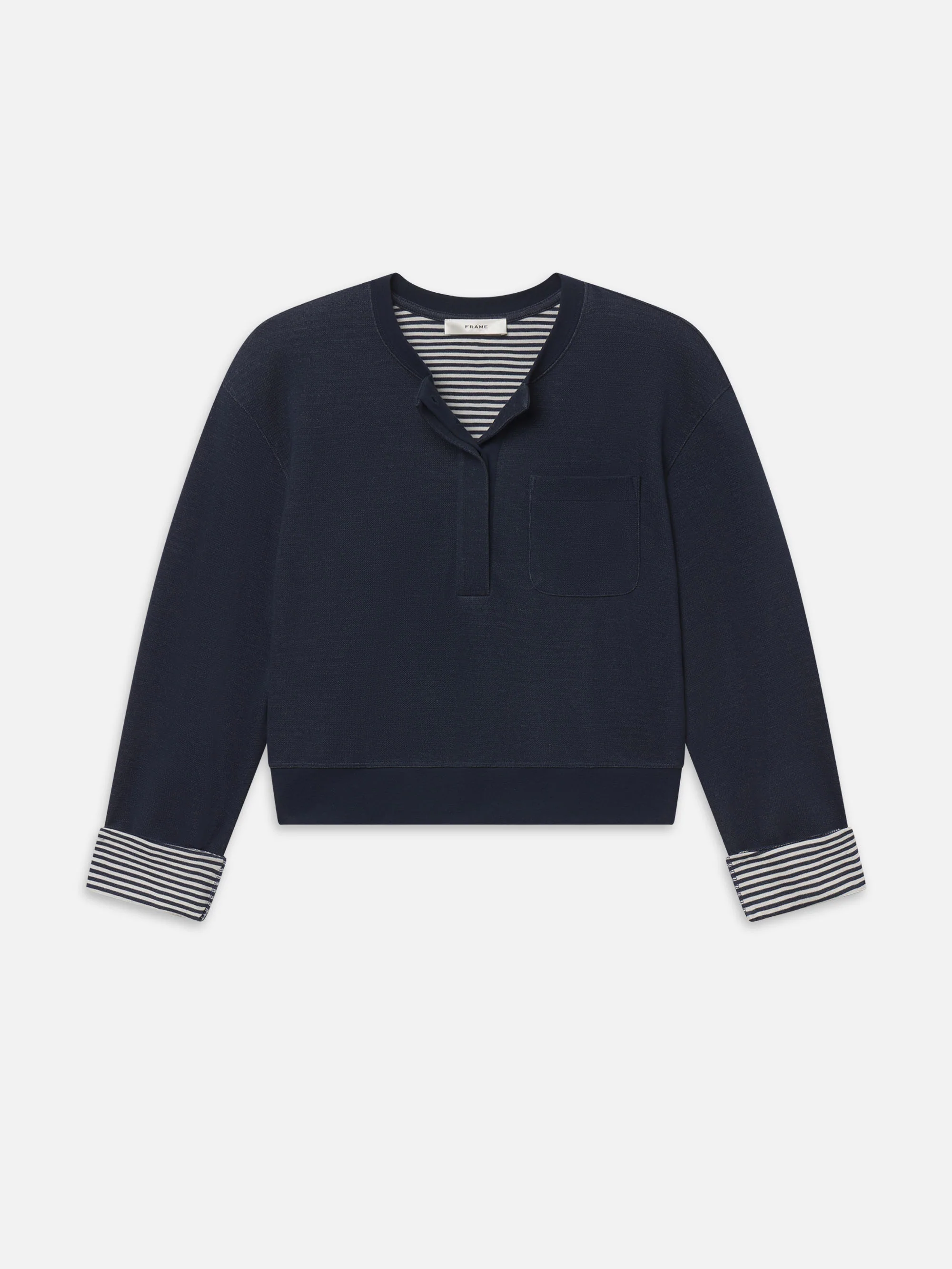 The Stripe Cuff Sweatshirt -- Navy Multi