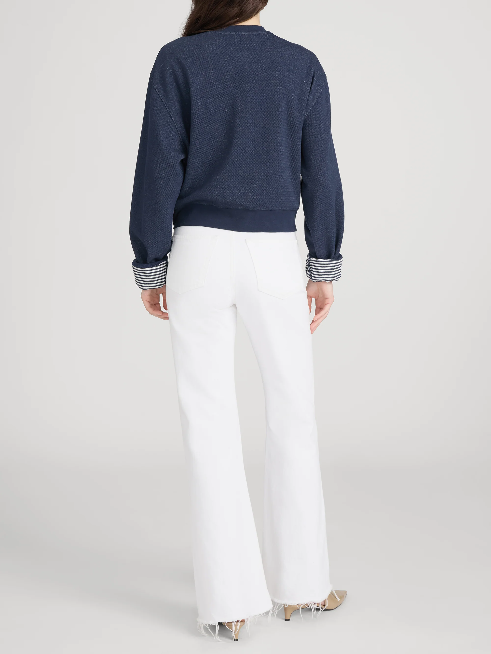 The Stripe Cuff Sweatshirt -- Navy Multi - Image 6