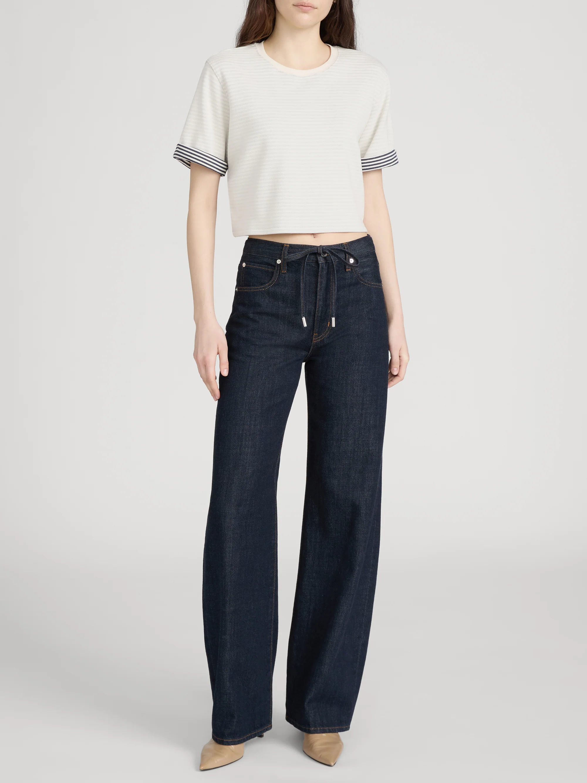 The Stripe Cuff Top -- Cream Multi - Image 2