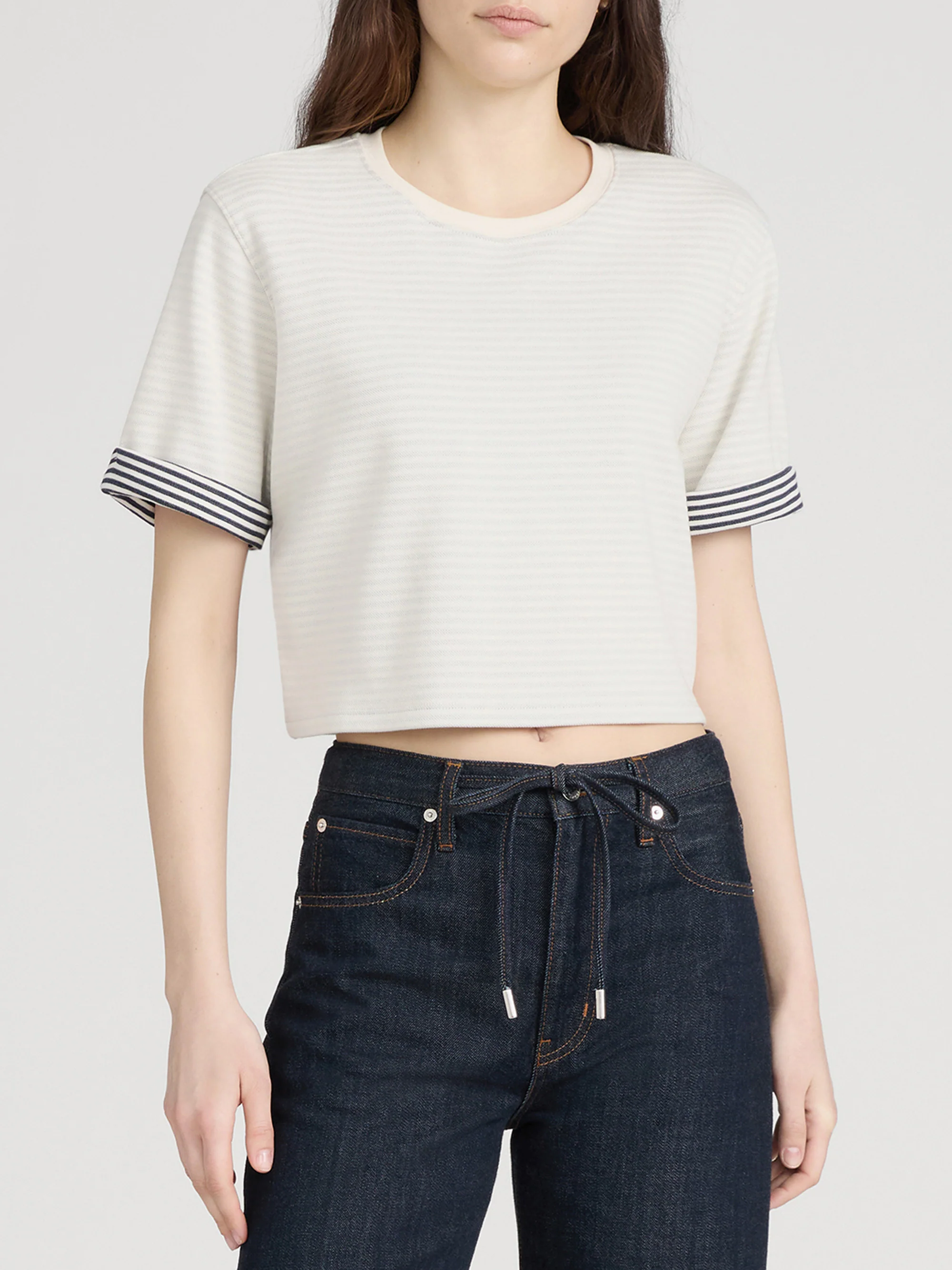 The Stripe Cuff Top -- Cream Multi - Image 3