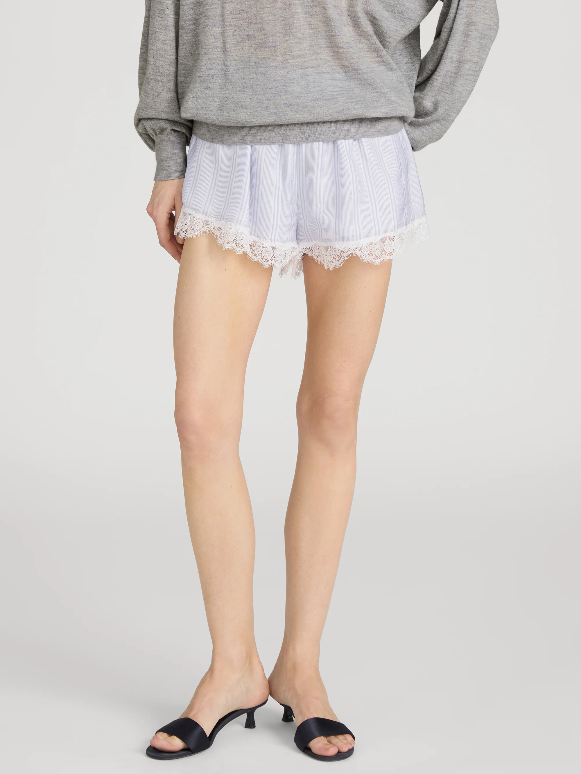 The Stripe Lace Lounge Short -- Chambray Multi - Image 3