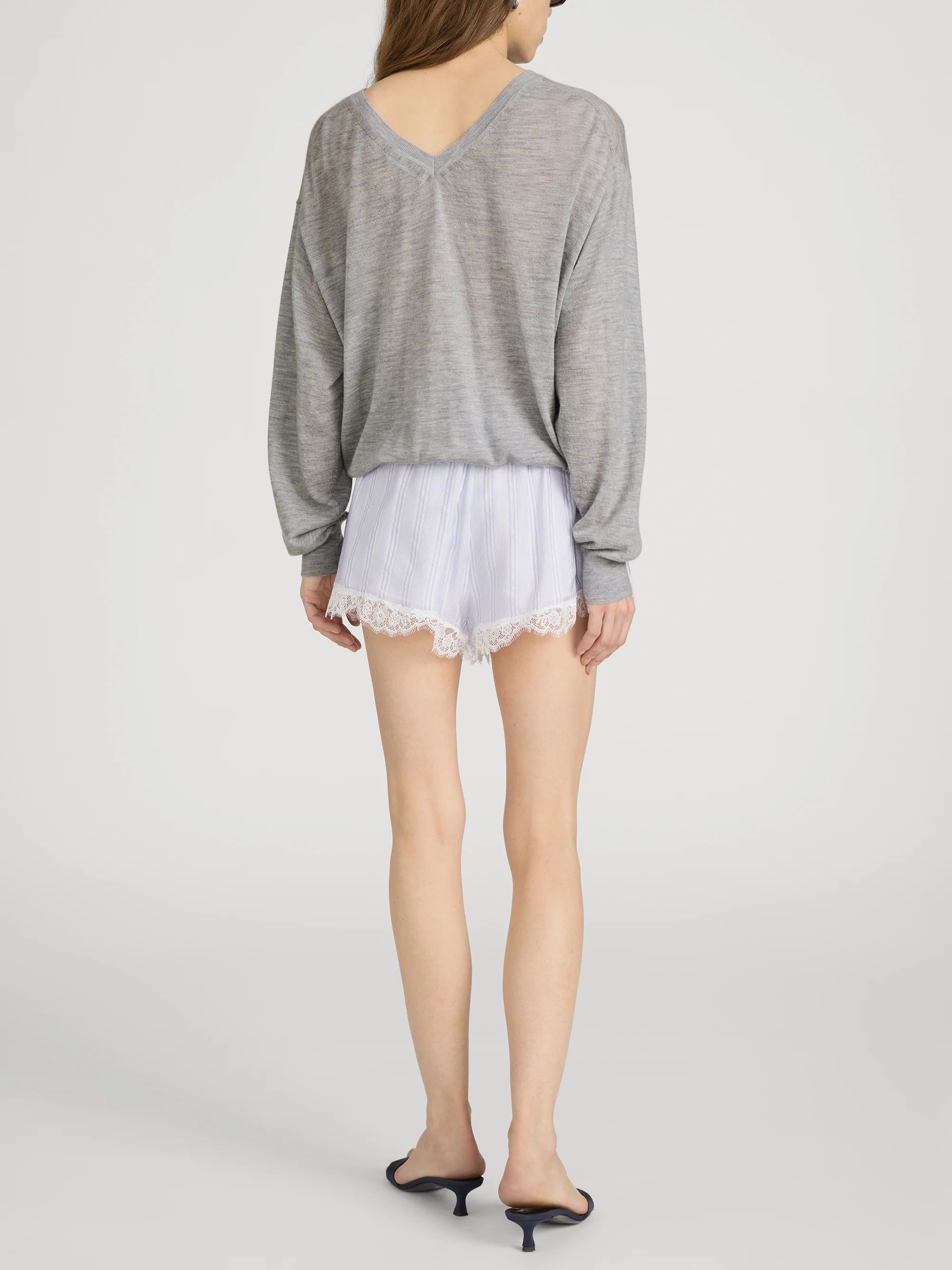The Stripe Lace Lounge Short -- Chambray Multi - Image 6
