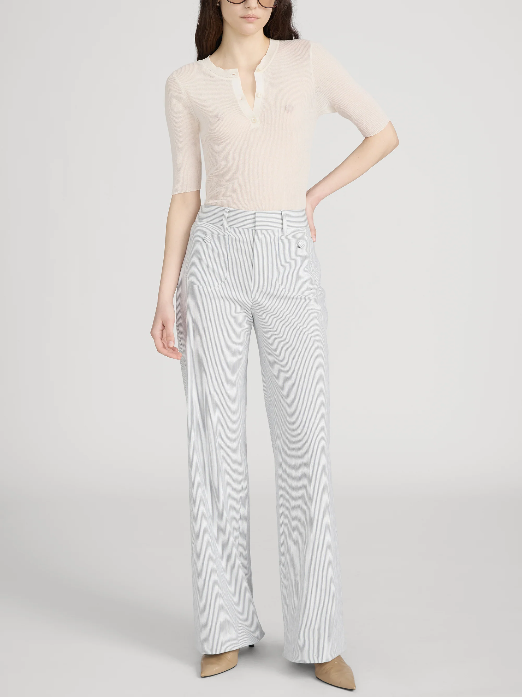 The Stripe Modernist Pocket Trouser -- Navy Multi - Image 2