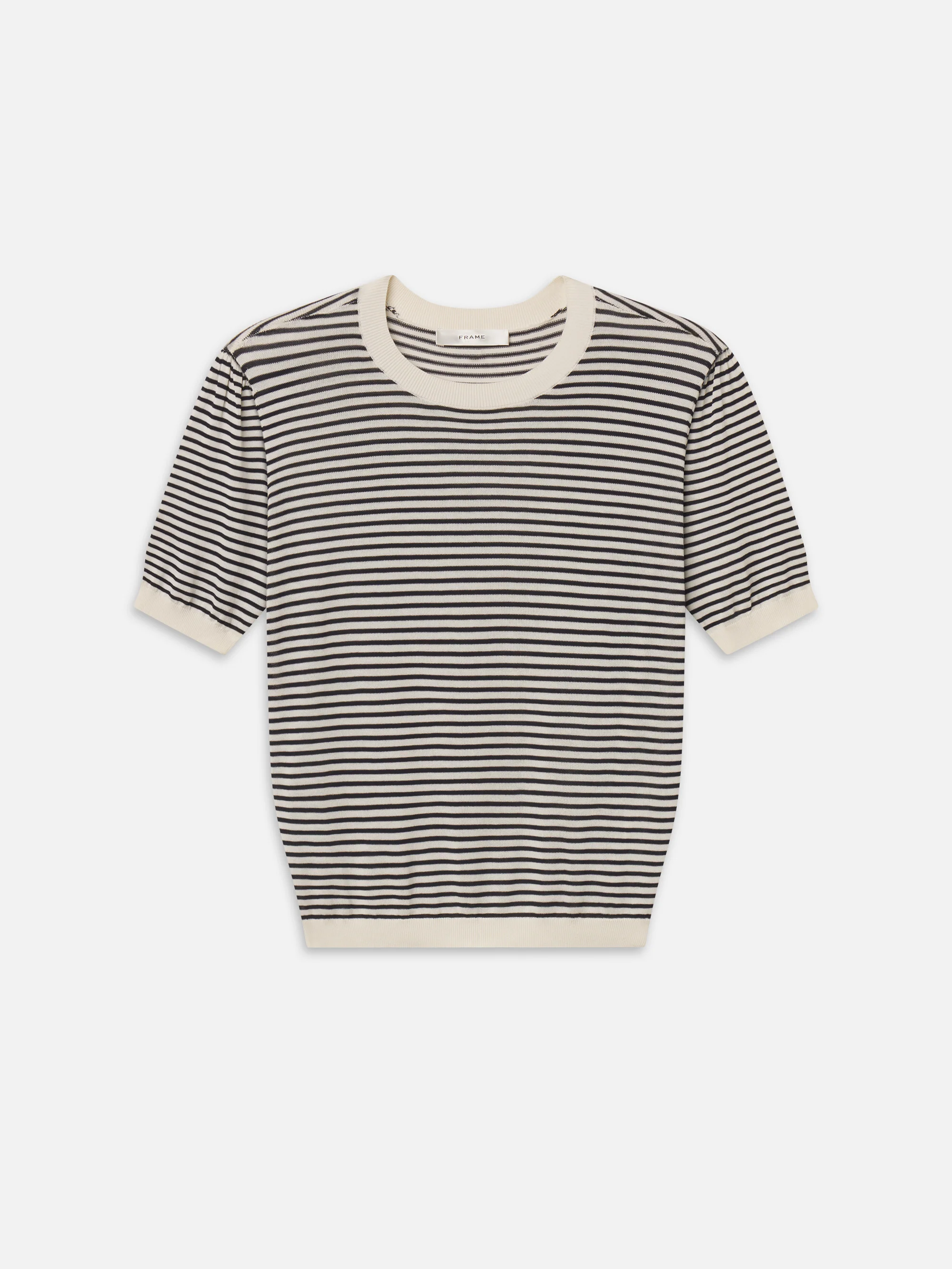 The Striped Gathered Sweater -- Cream Multi