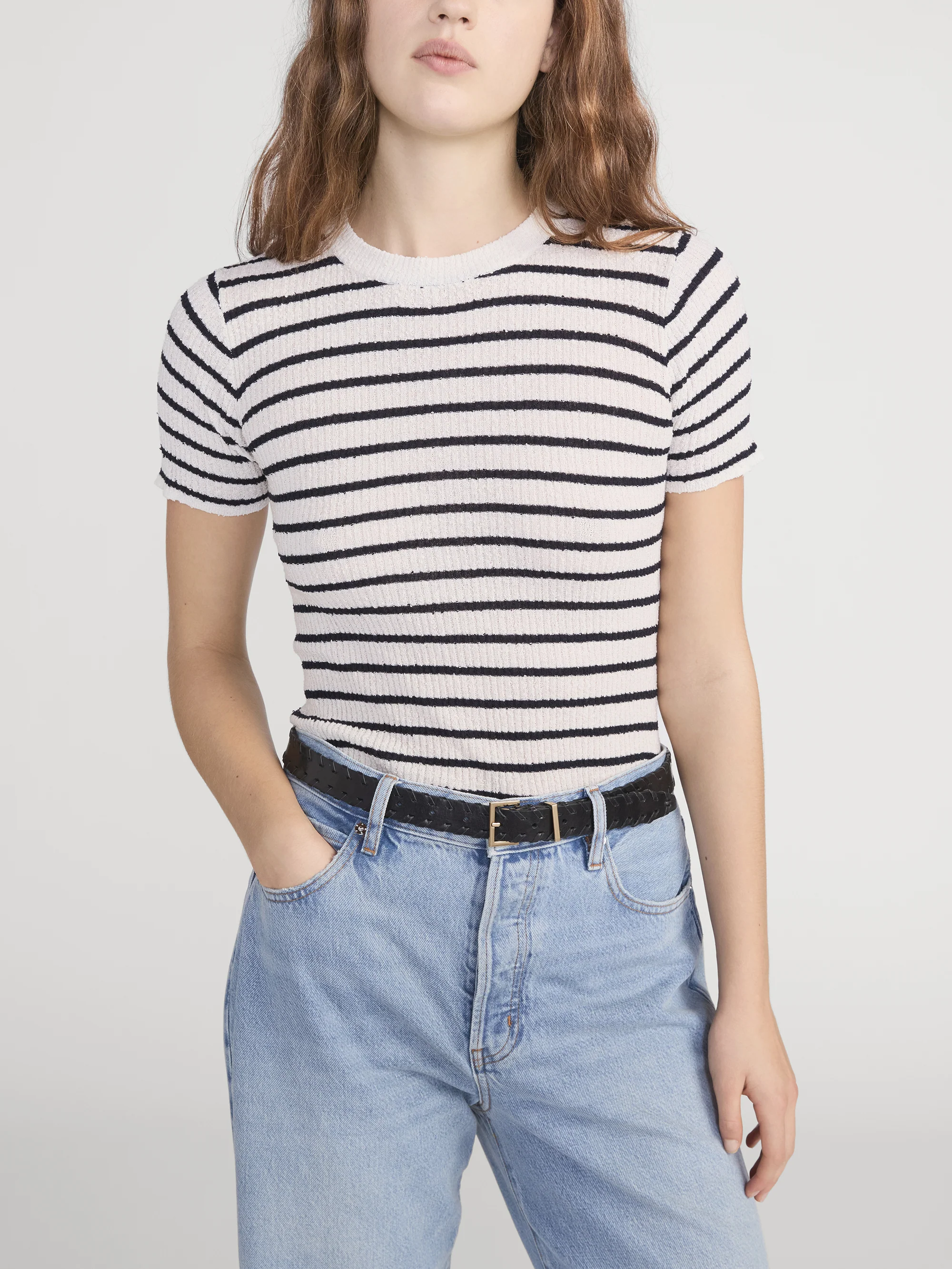 The Striped Knit Tee -- Cream Multi - Image 3