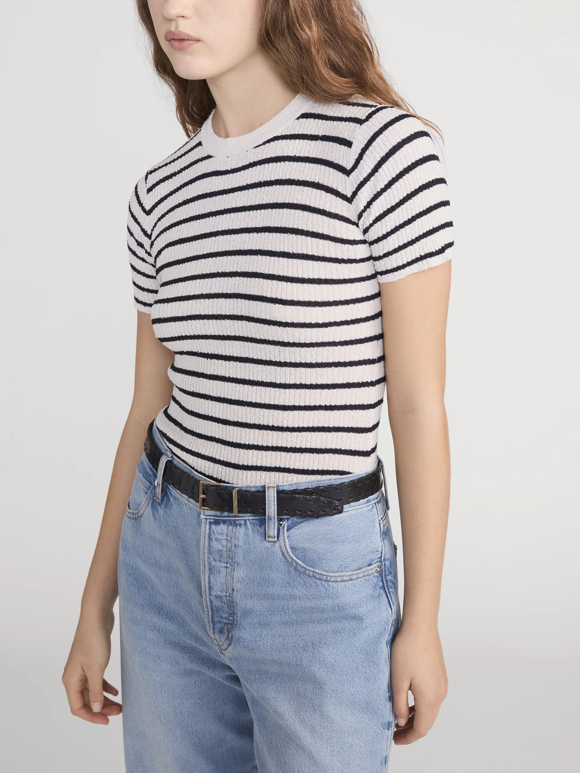 The Striped Knit Tee -- Cream Multi - Image 4
