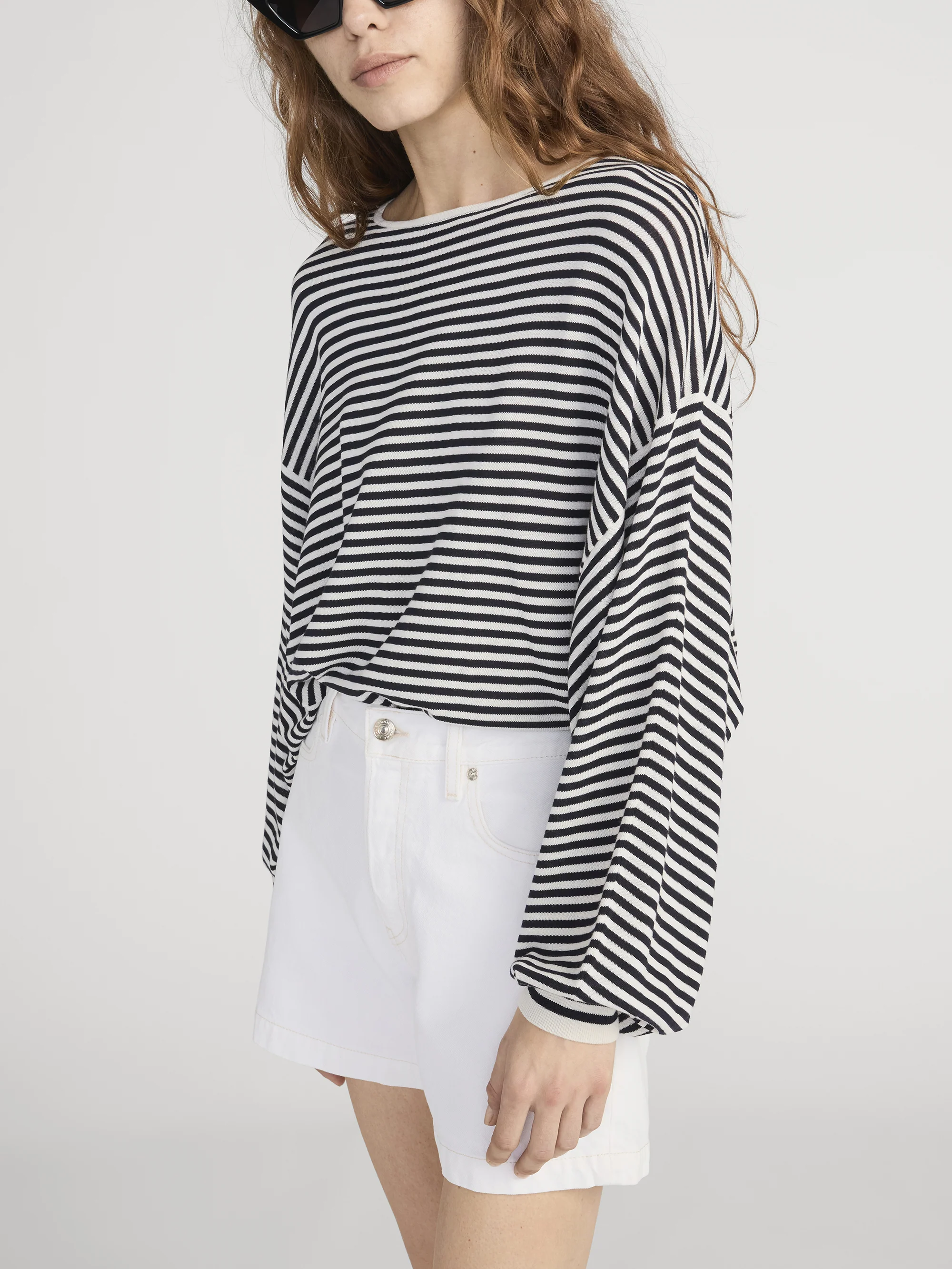 The Striped Slouchy Sweater -- Cream Multi - Image 4