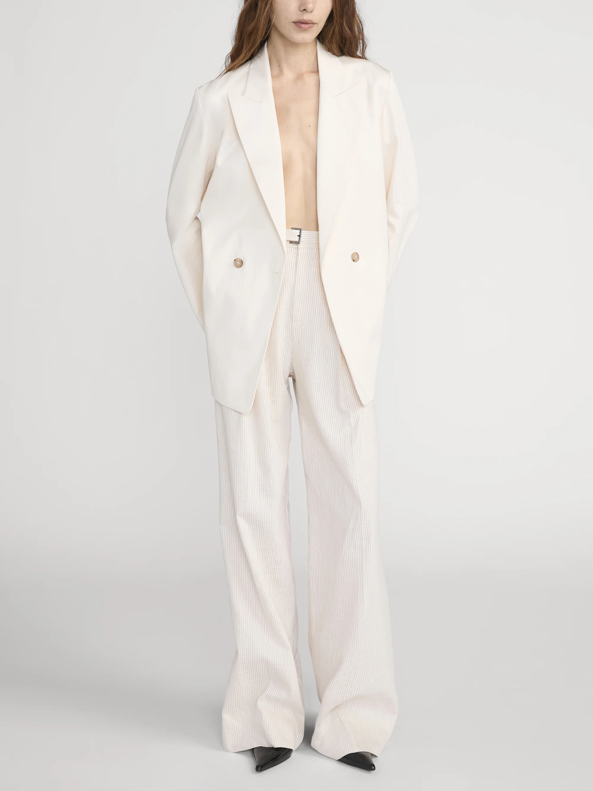The Striped Wide Leg Pant -- Ecru Multi - Image 2