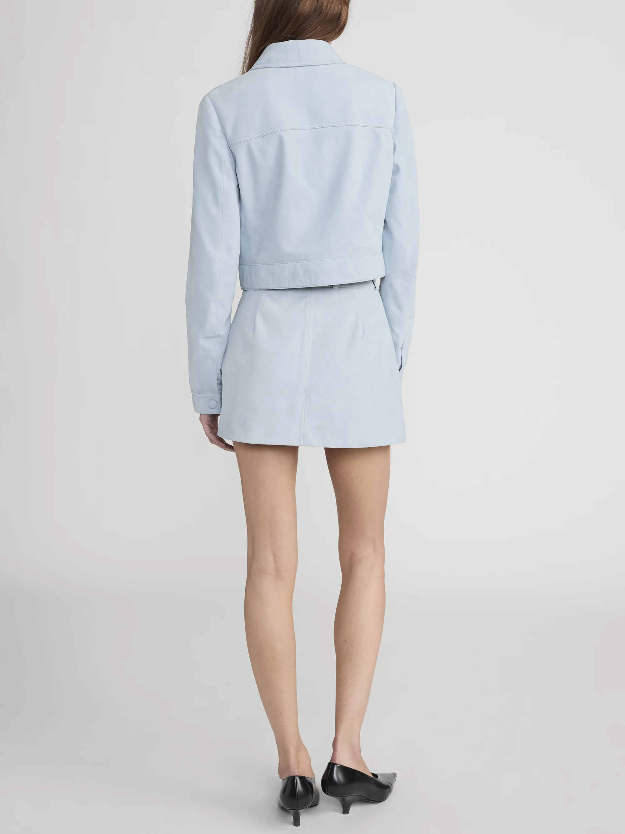 The Suede Mini Skirt -- Sky Blue - Image 6