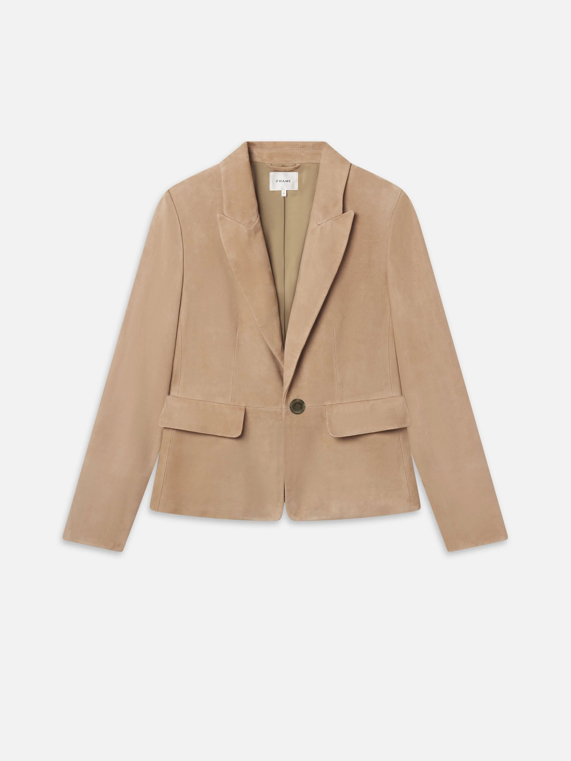The Suede Sleek Blazer -- Light Camel
