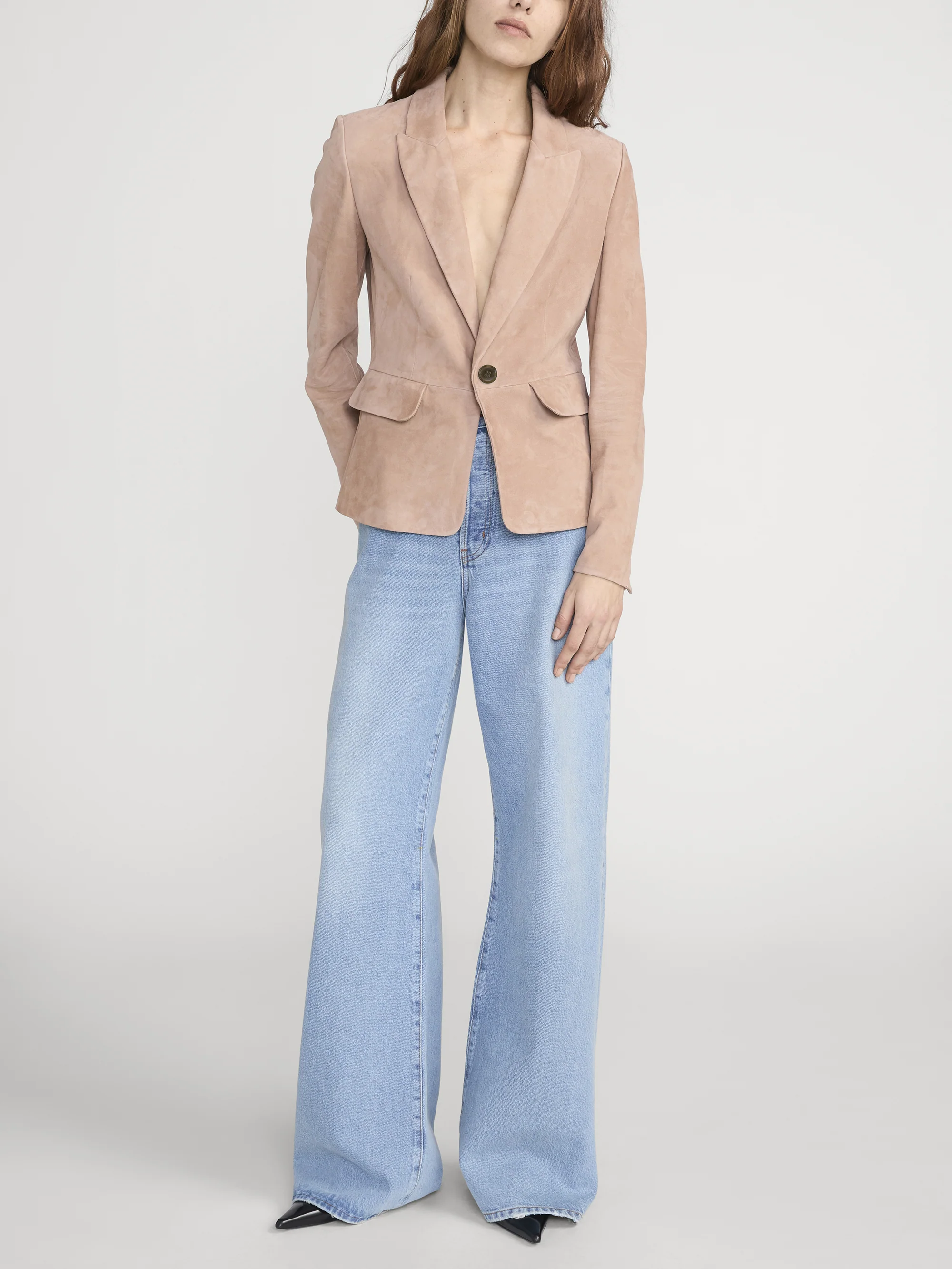 The Suede Sleek Blazer -- Light Camel - Image 2