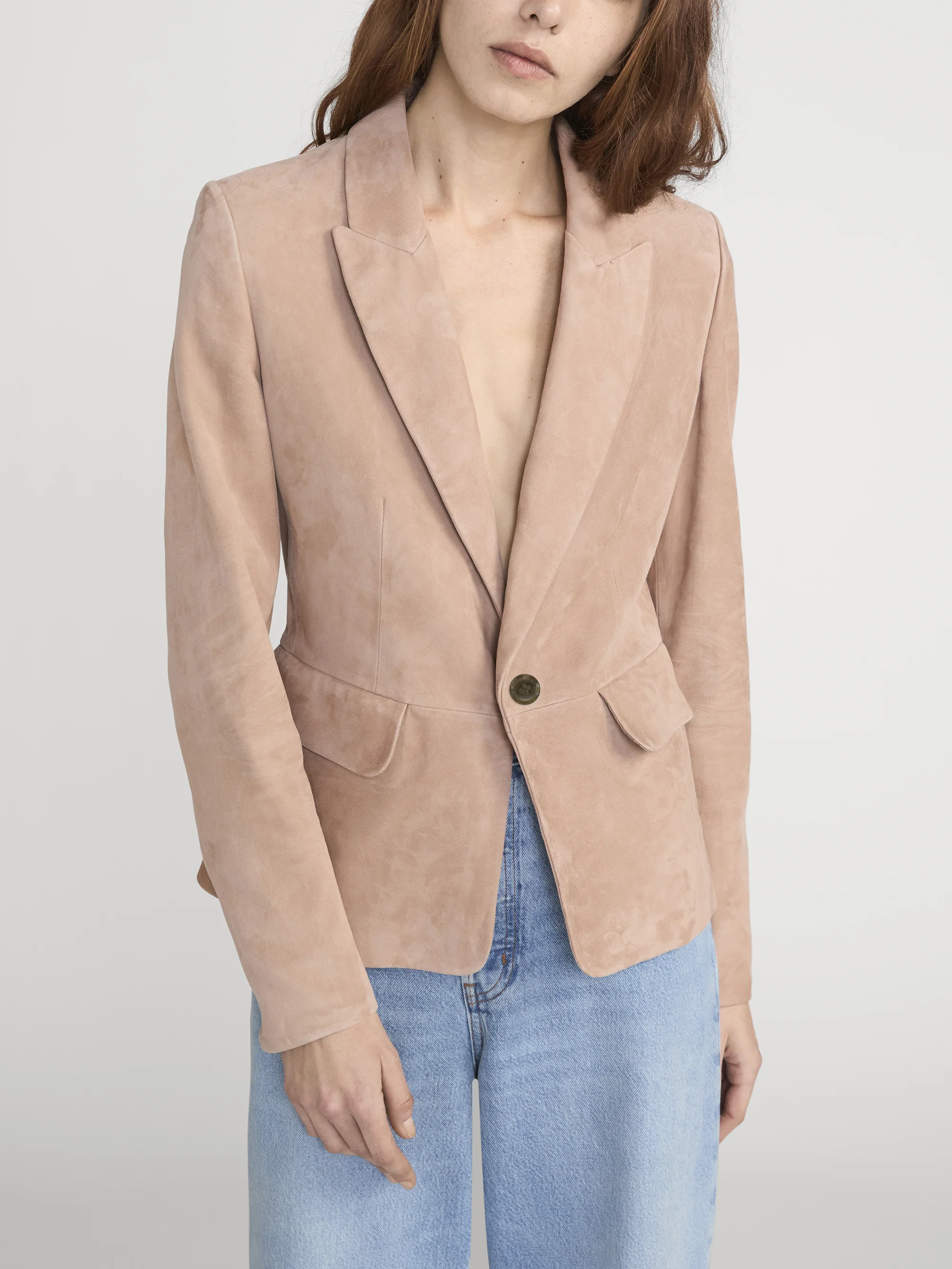 The Suede Sleek Blazer -- Light Camel - Image 3