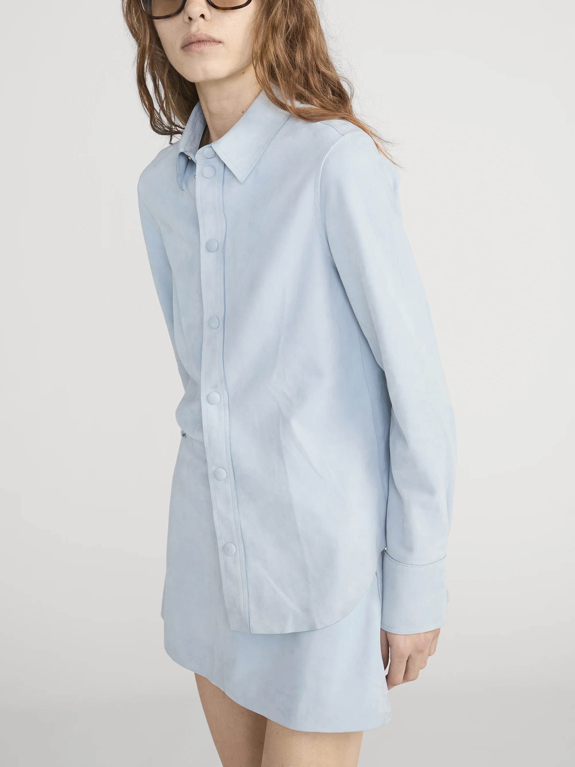 The Suede Slim Shirt -- Sky Blue - Image 5
