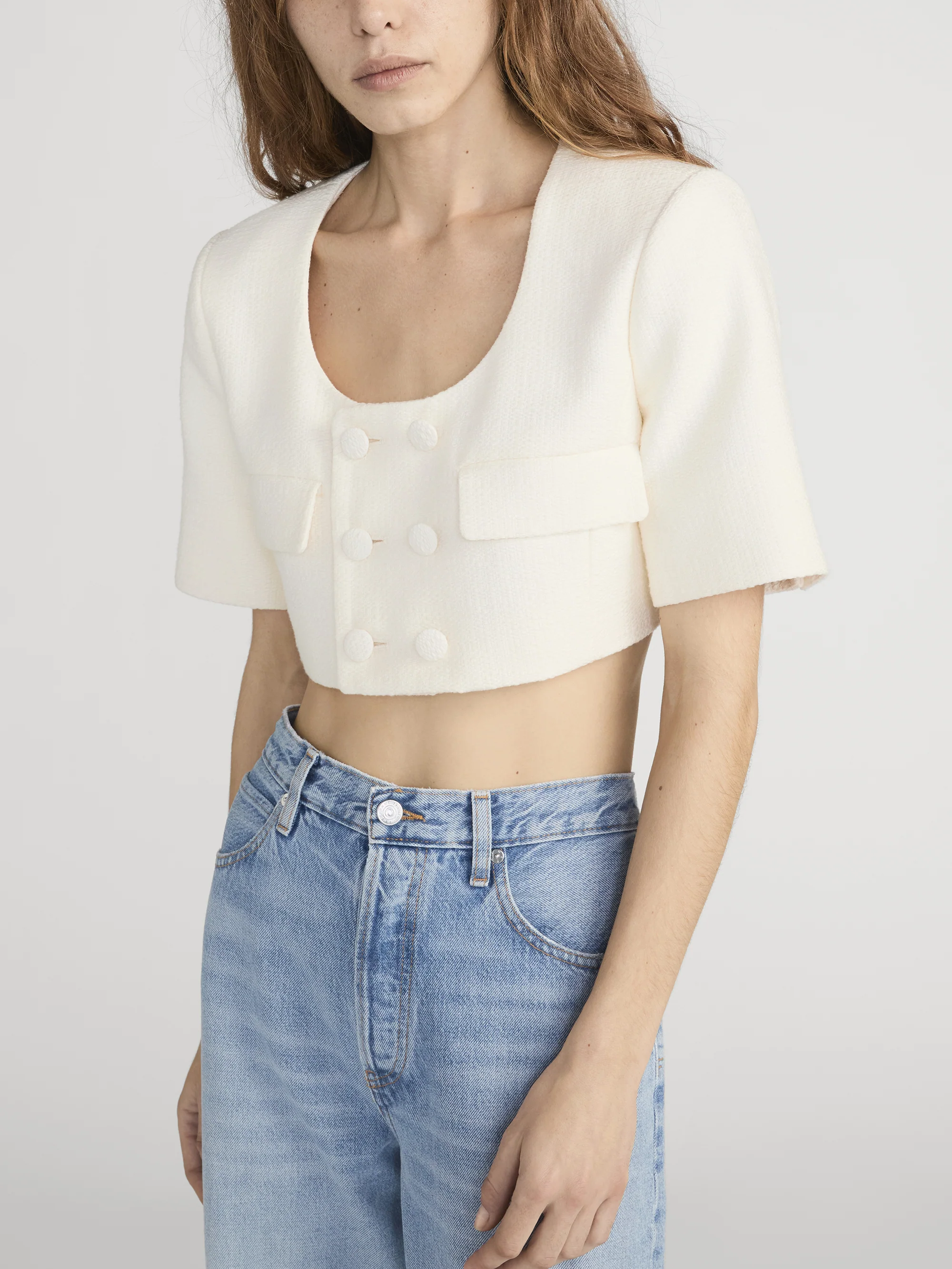 The Tweed Cropped Jacket -- White - Image 4
