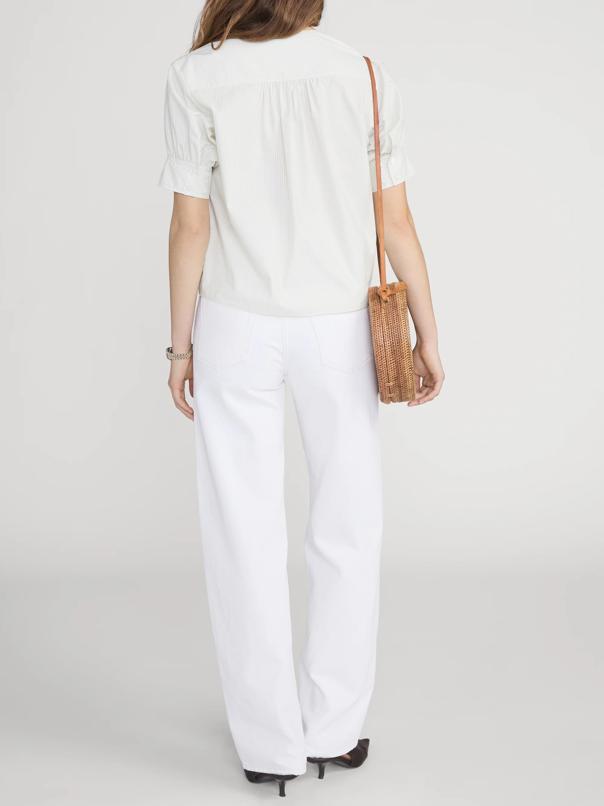 The V-Neck Popover Top -- Cream Multi - Image 6