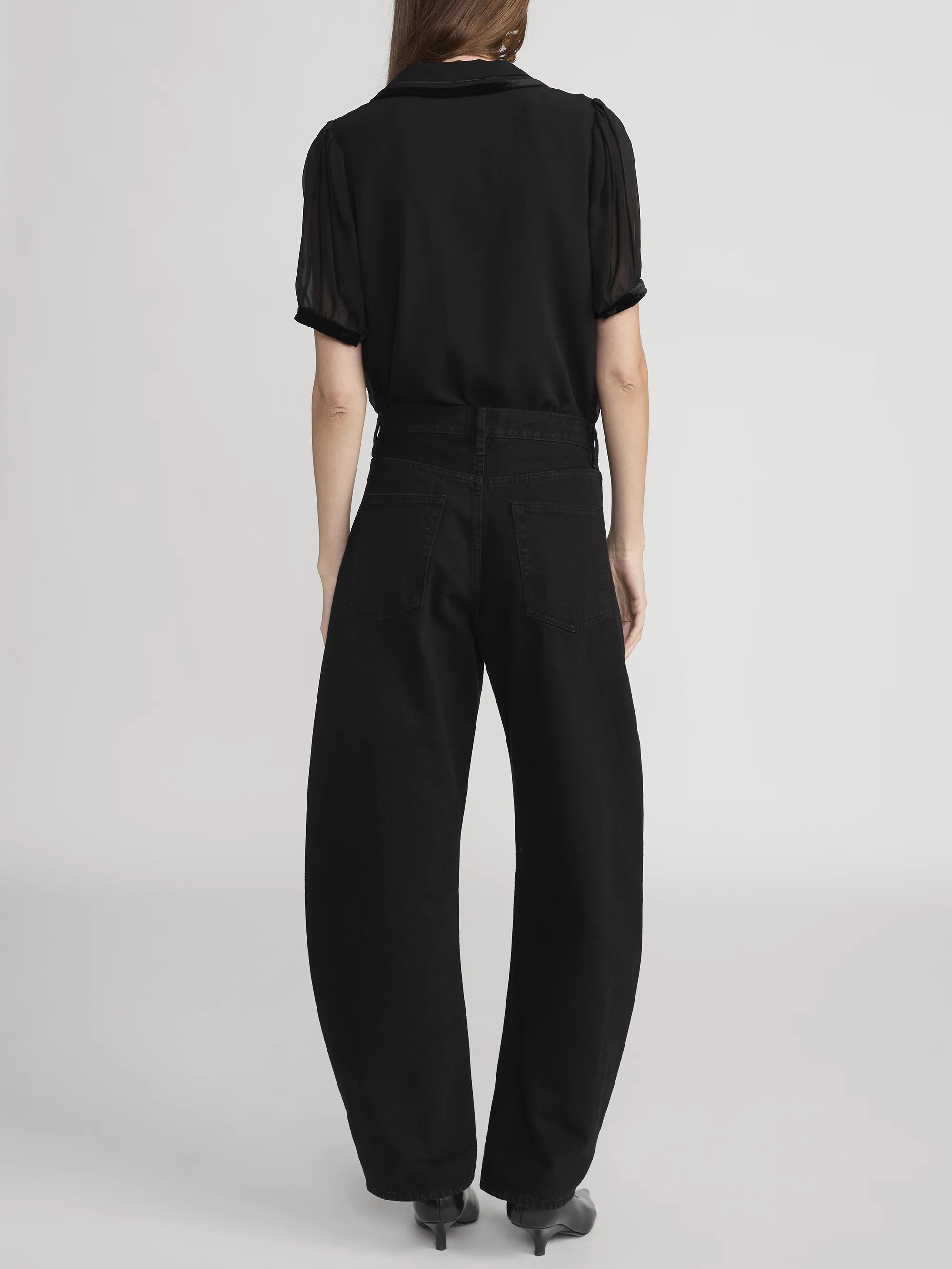 The Velvet Trim Sailor Blouse -- Black - Image 6