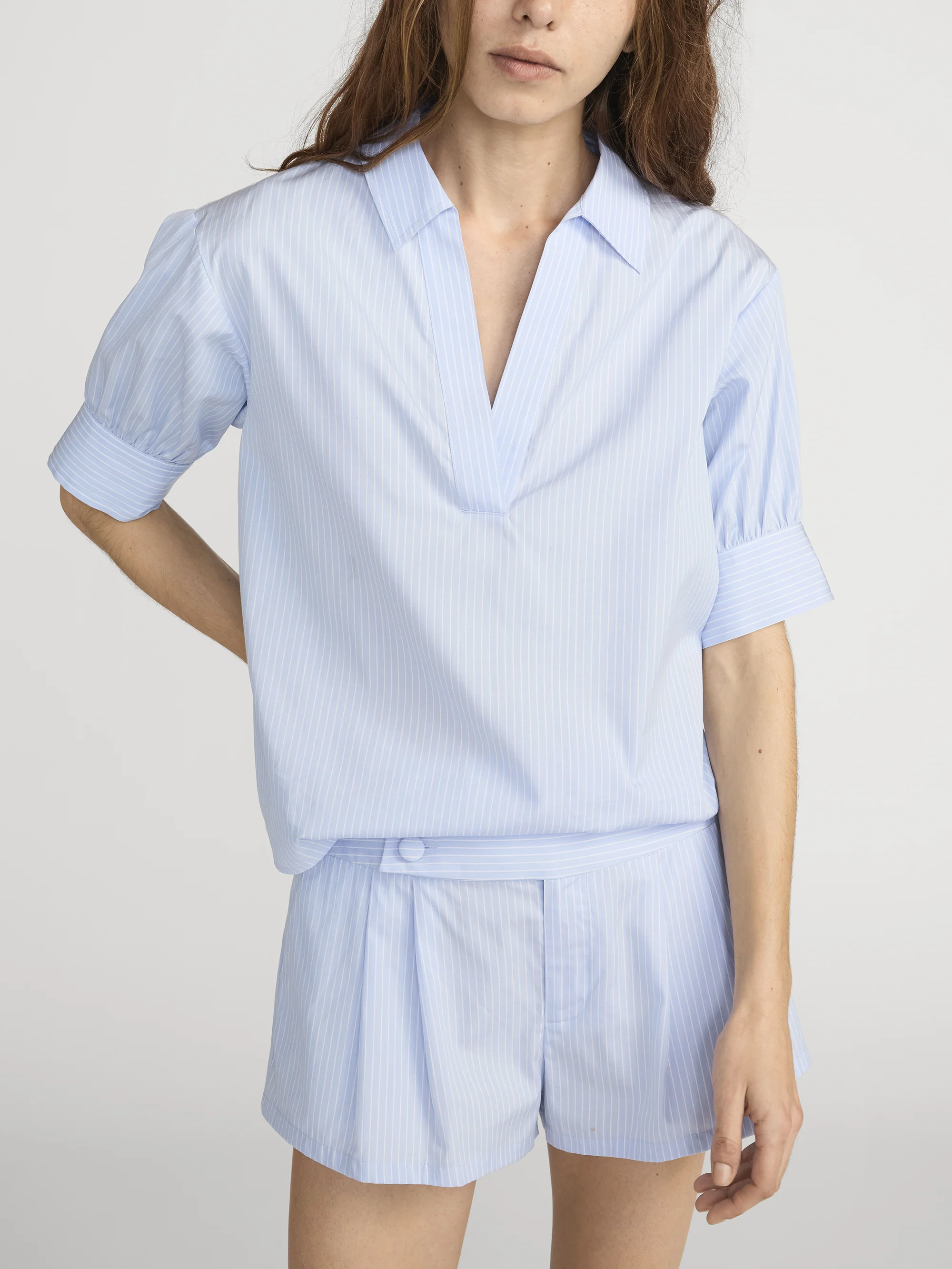 The V-neck Popover Top -- Venice Blue Multi - Image 3