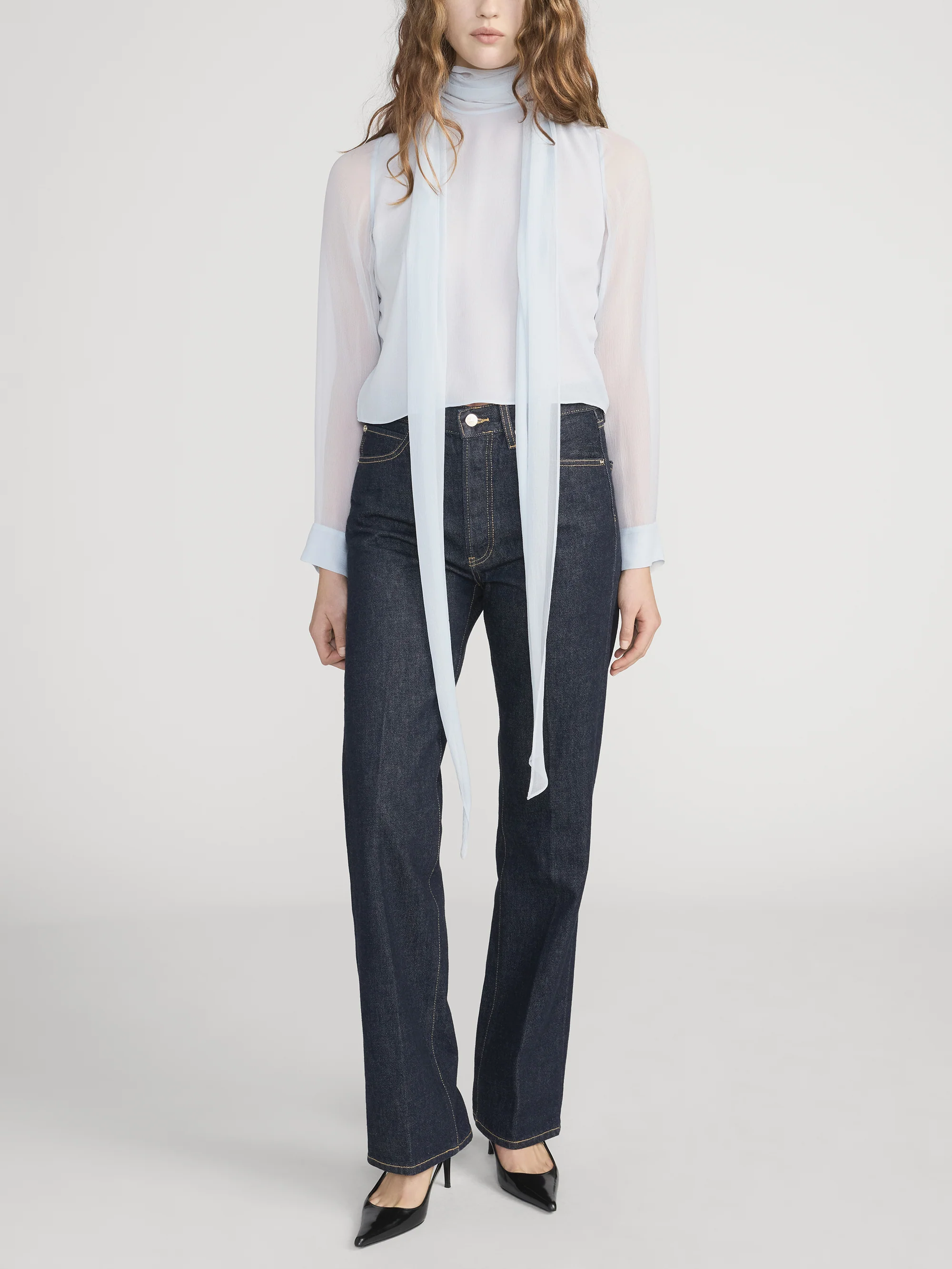 The Wisp Tie Blouse -- Sky Blue - Image 2