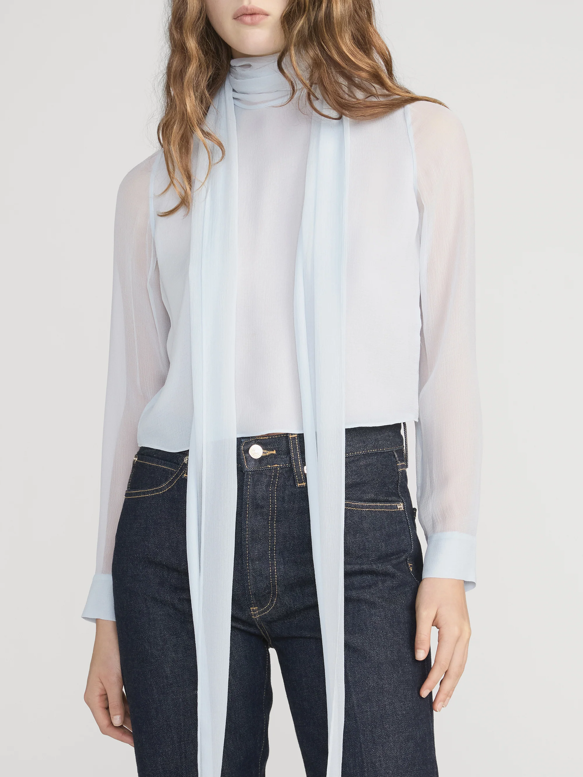 The Wisp Tie Blouse -- Sky Blue - Image 3