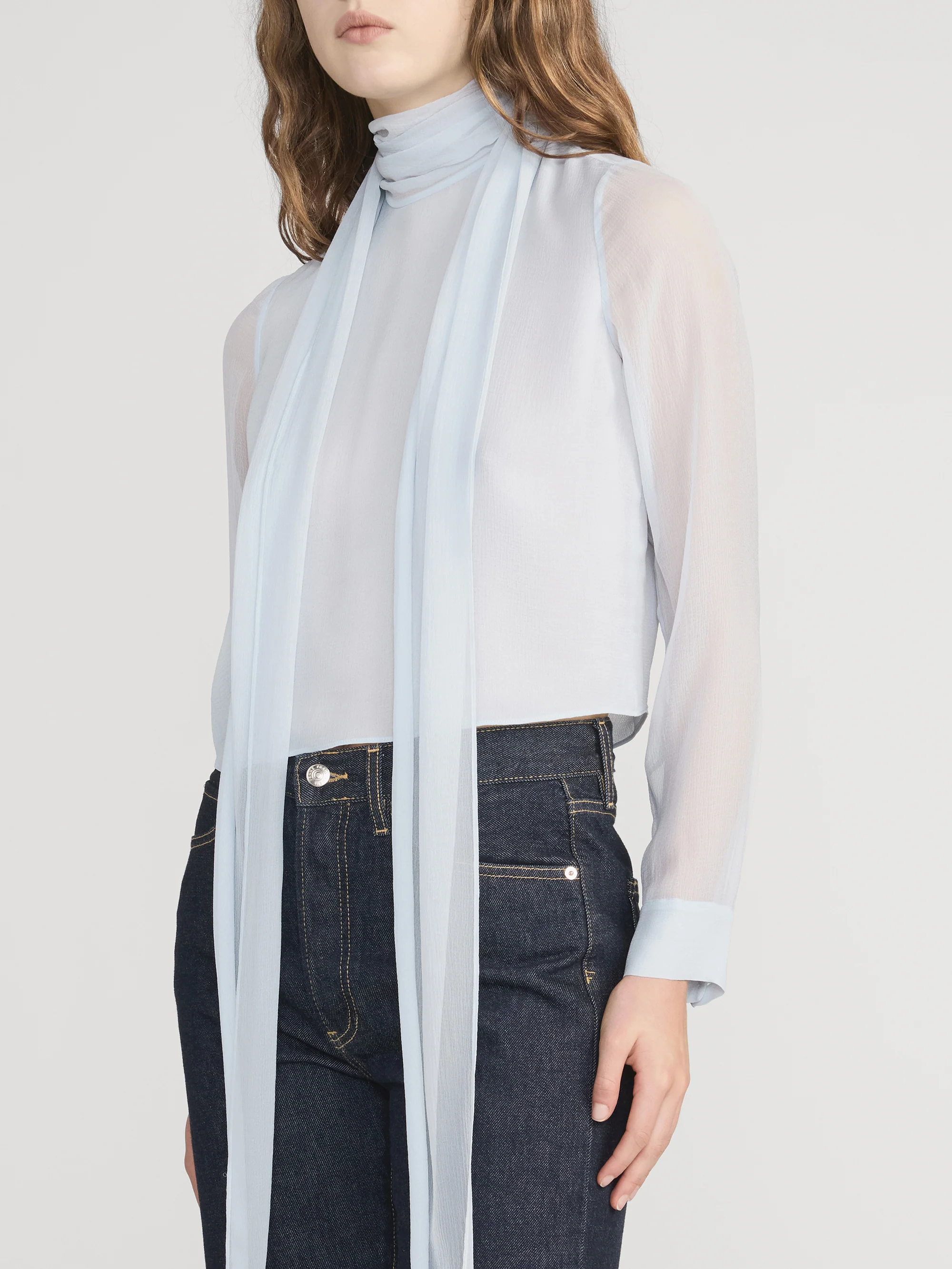 The Wisp Tie Blouse -- Sky Blue - Image 4