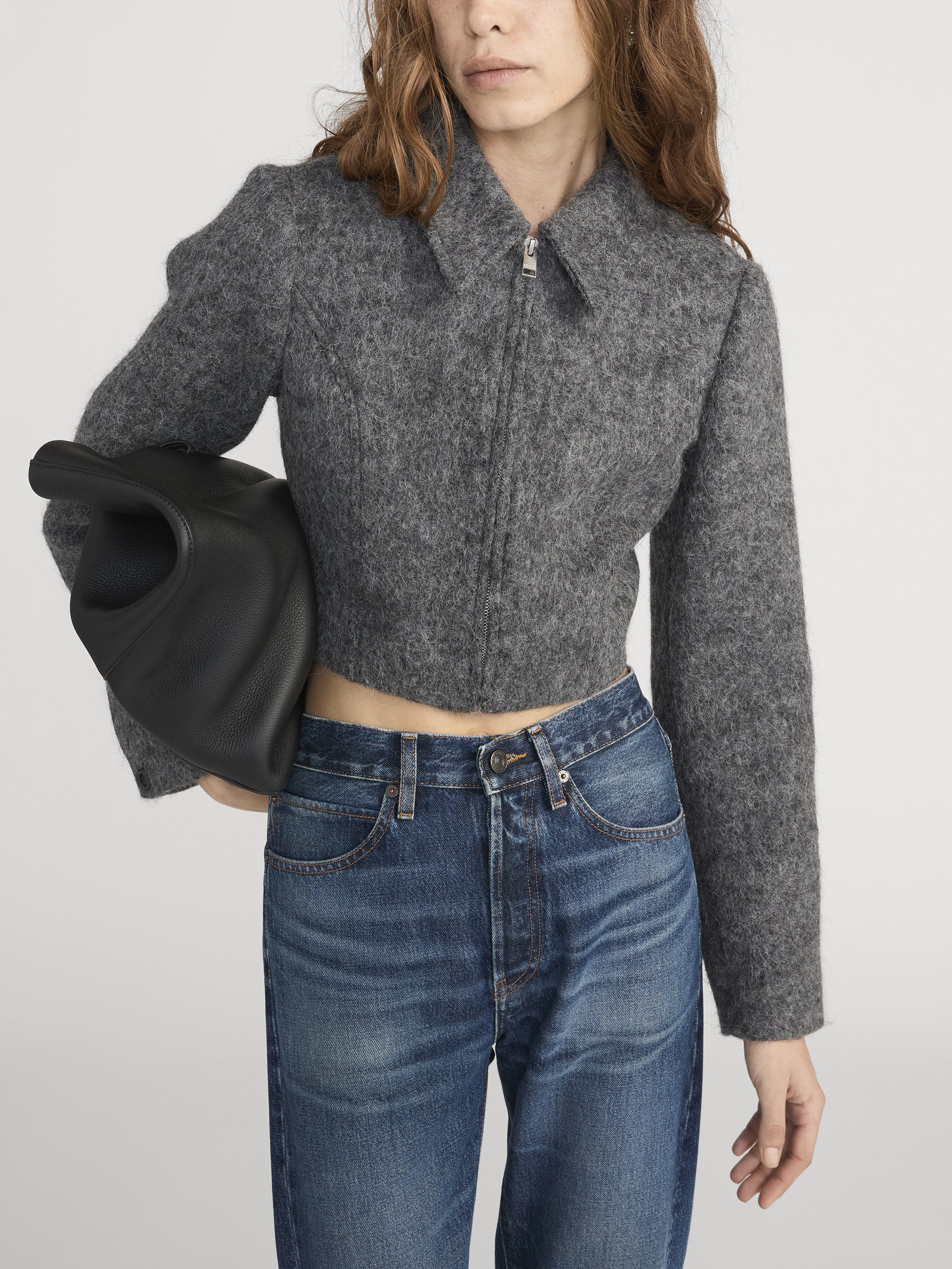 The Wool Cropped Jacket -- Dark Heather Grey - Image 2